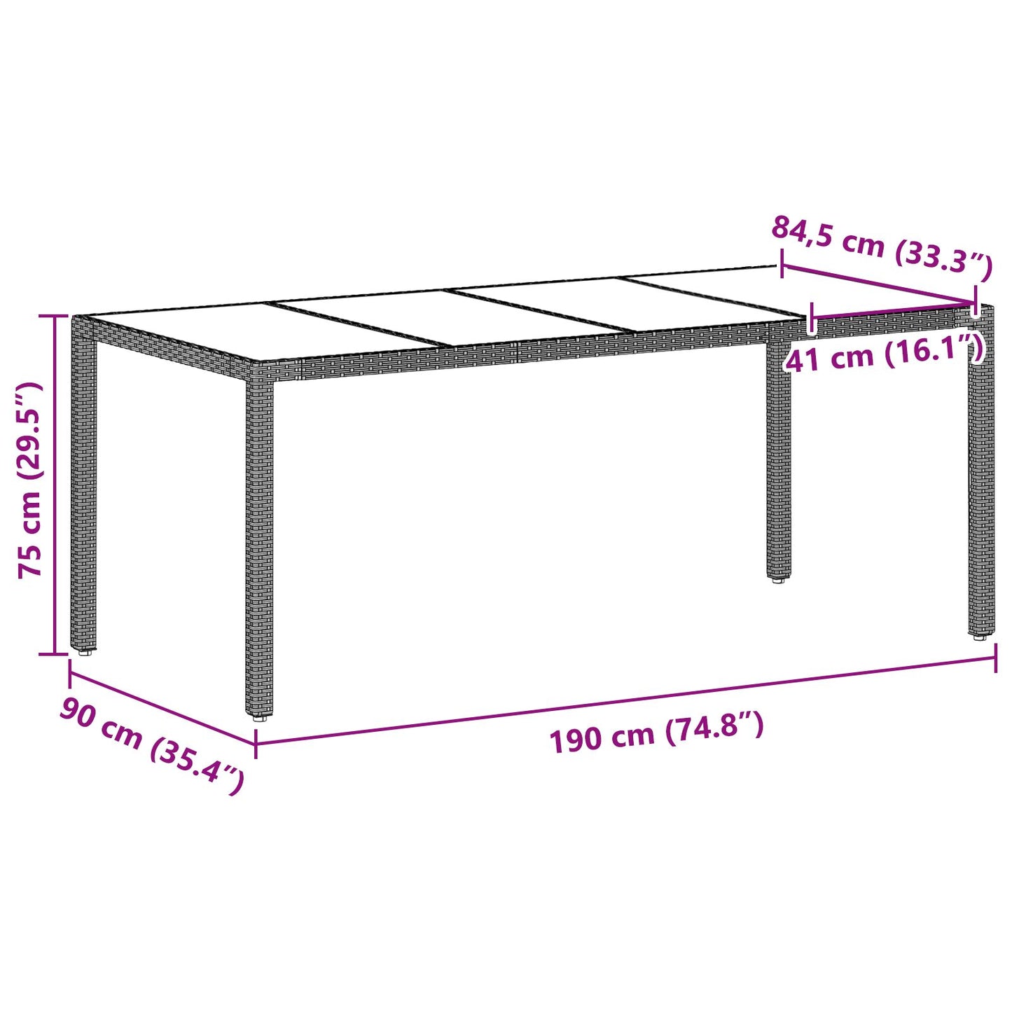 7 Persoons Tuin Eetset Met Kussens Lichtgrijs Poly Rattan