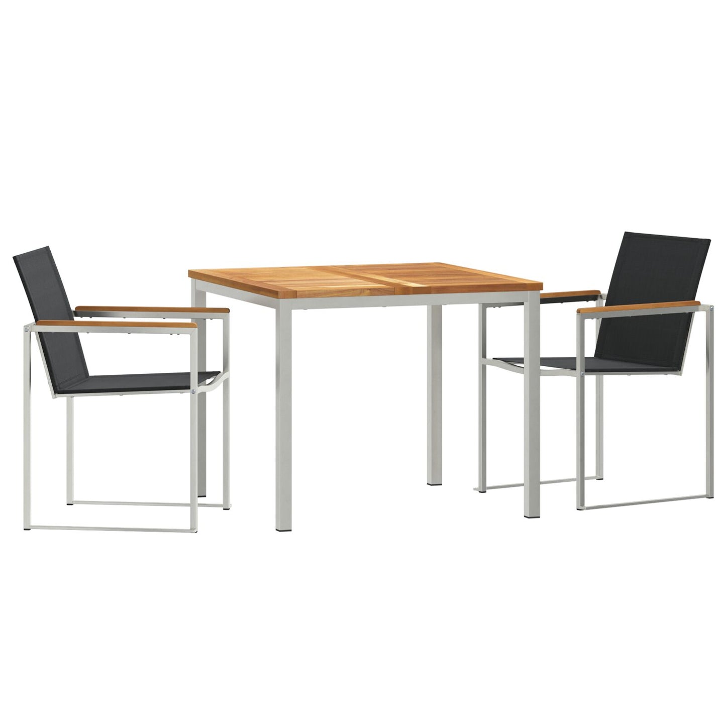 3-delige Tuinset Massief Hout Teak, vidaXL Tuin Eettafel 90x90x74.5 cm Massief Hout Teak