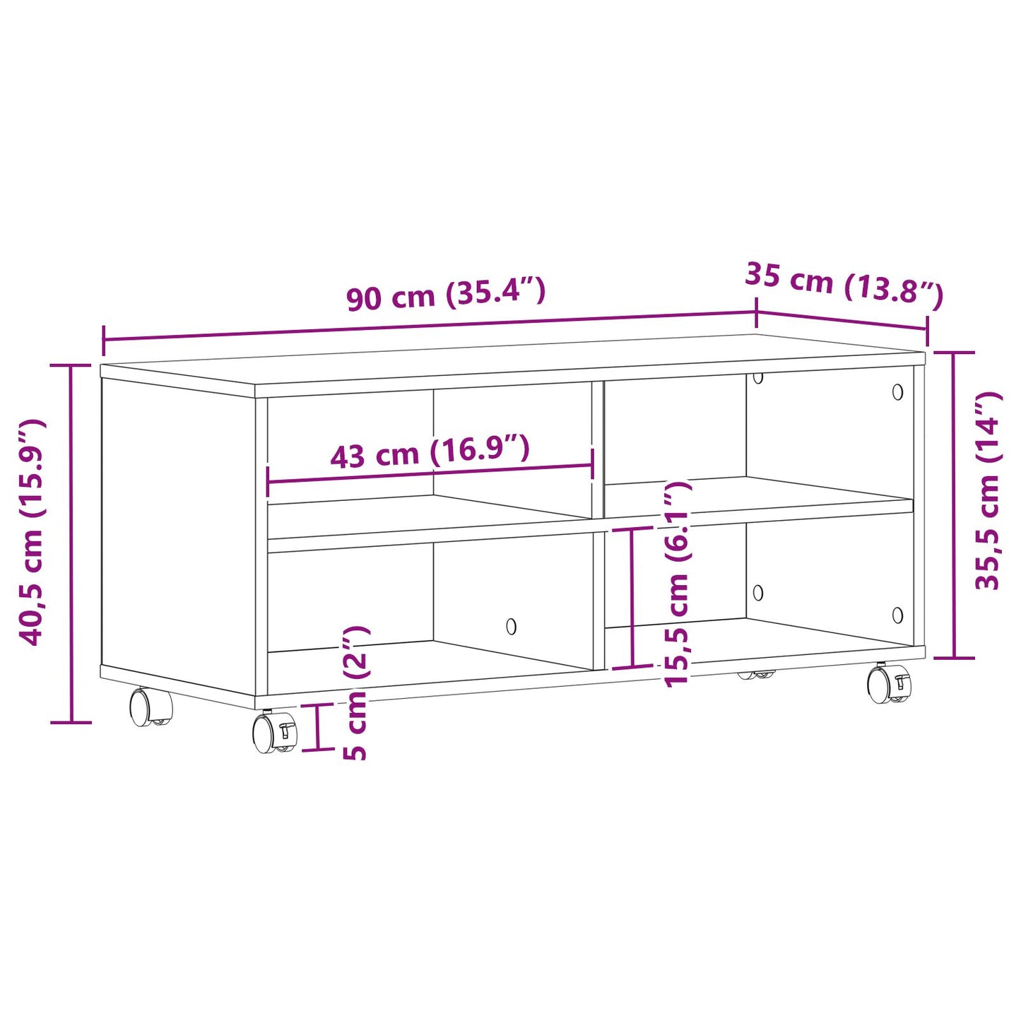 Tv Kast Zwart 90X35X35 Cm Geengineerd Hout Zwart eiken