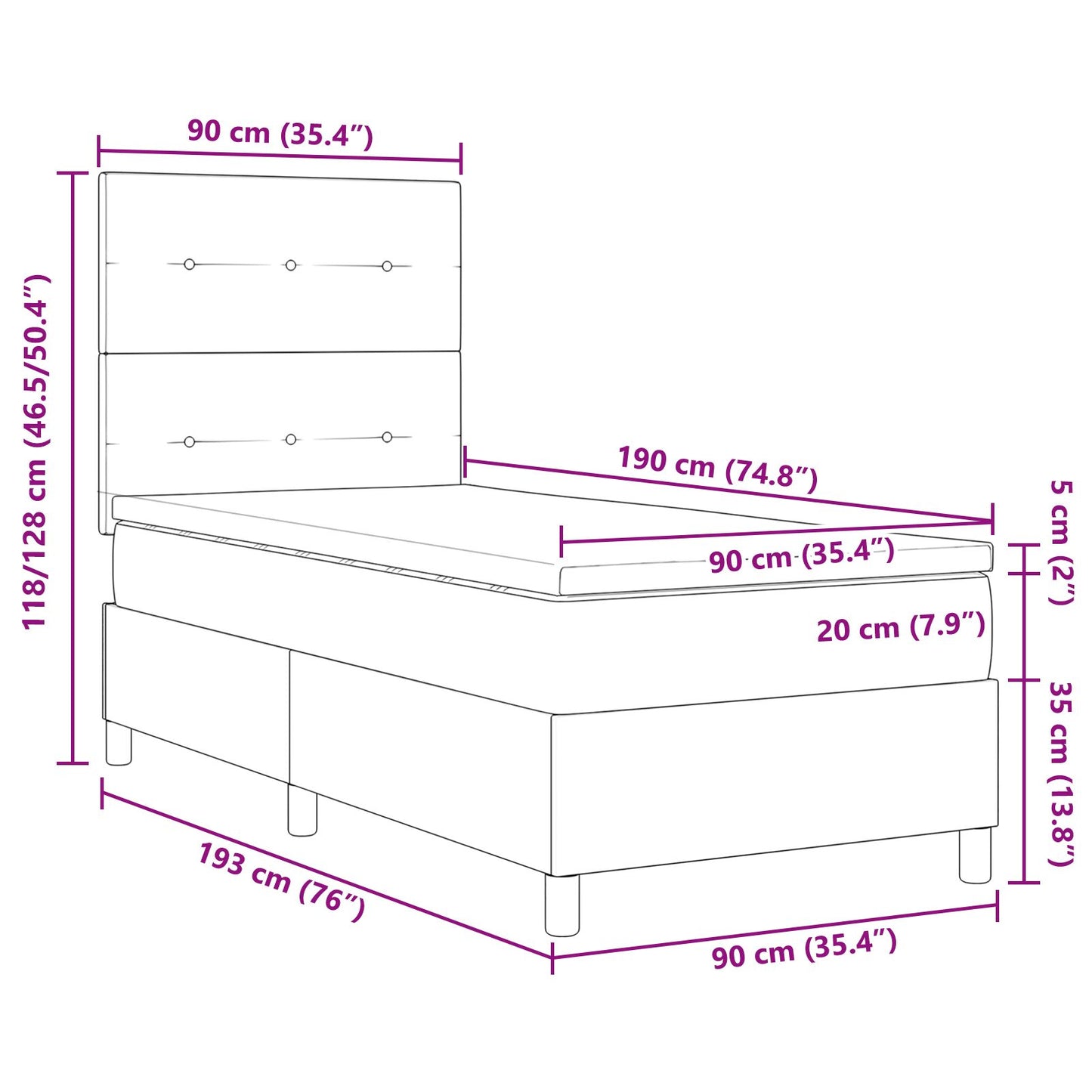 Boxspring Bed Met Matras Roze Eenpersoons Fluweel Blauw