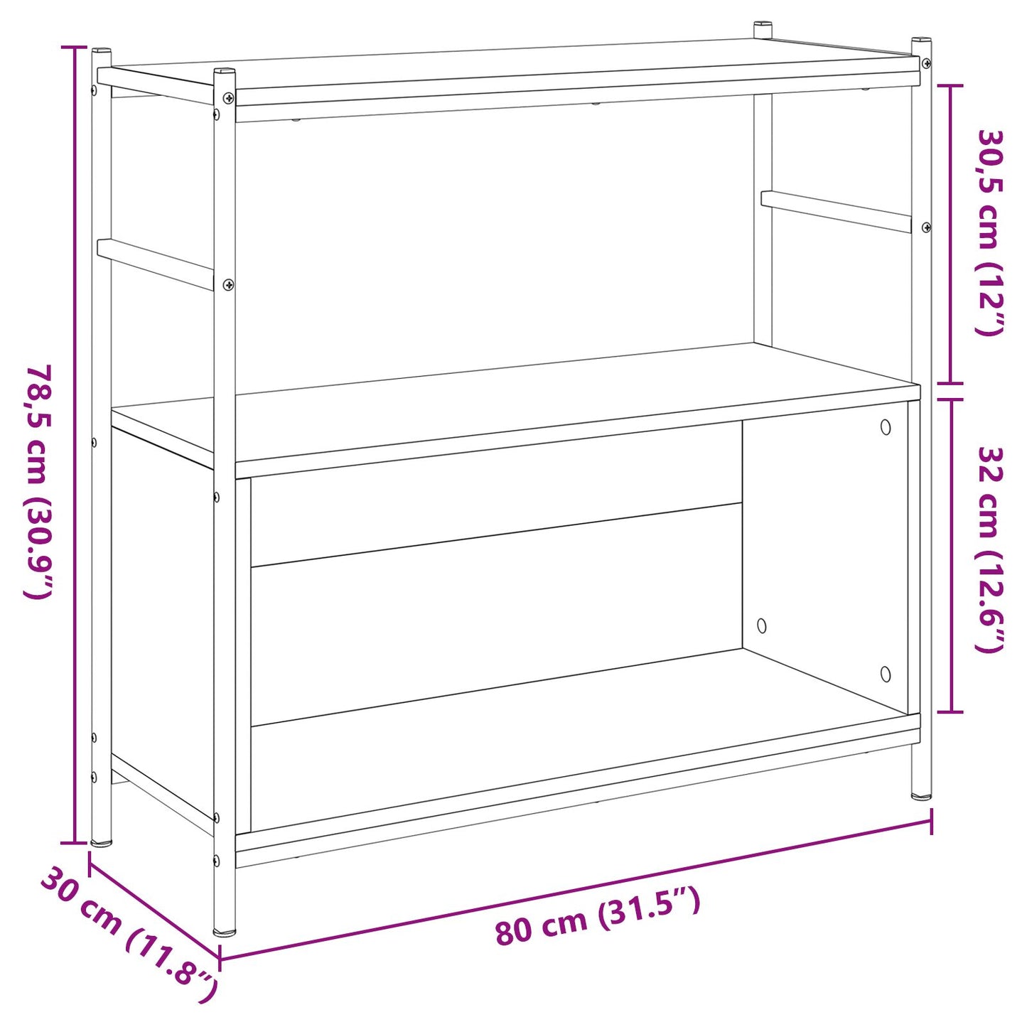 Boekenkast Artisian Eiken 80X30X Houtmateriaal 78,5 cm Artisan eiken
