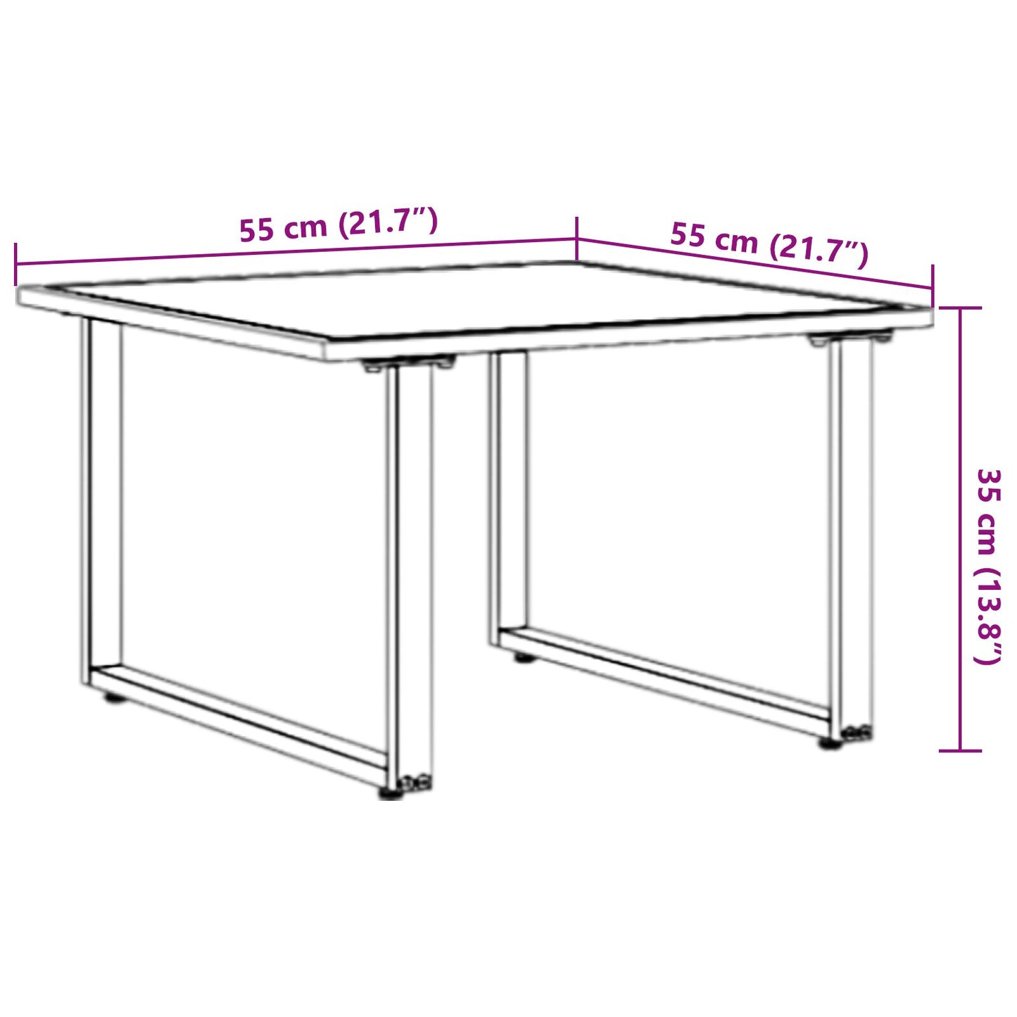 Bruine Tuin Koffietafel 55X55X35 Cm Dpc En Staal