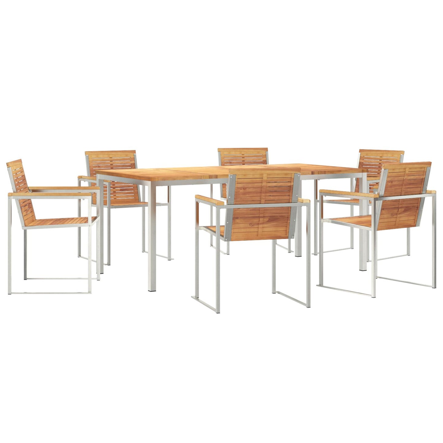 7-delige Tuin Eetset Massief Hout Teak, vidaXL Buiten Eettafel 180x90x75 cm Massief Hout Teak