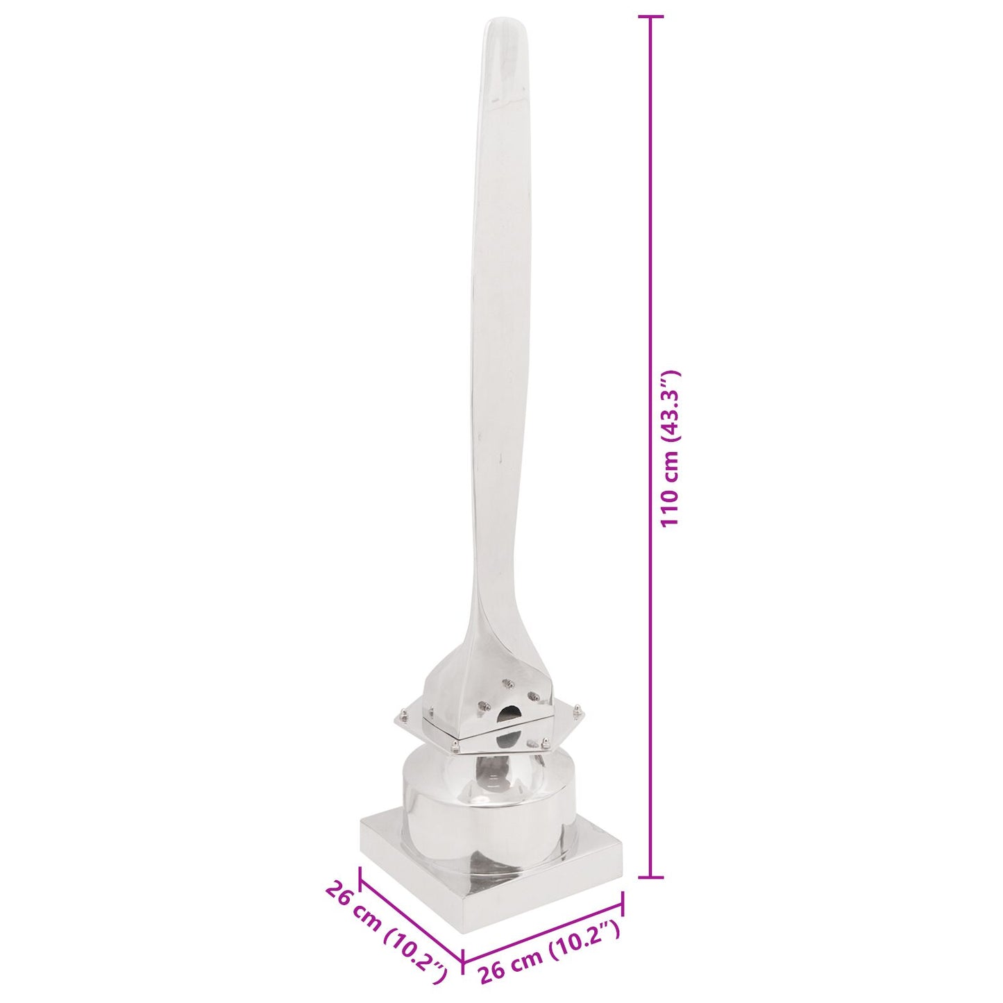 Beeld Zilver 26X26X110 Cm Aluminium Half Propeller