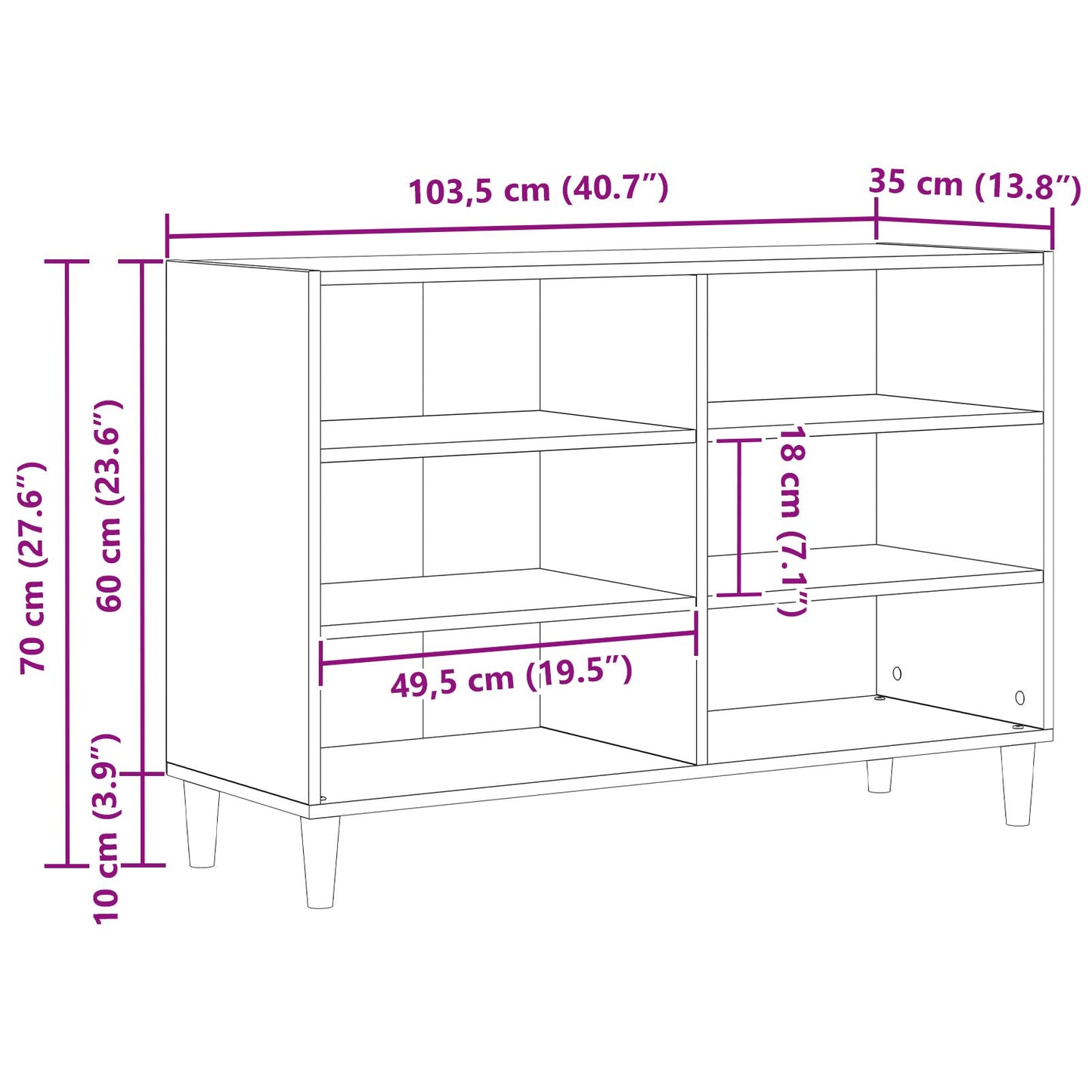 Dressoir Zwart Eiken 103,5X35X70 Cm