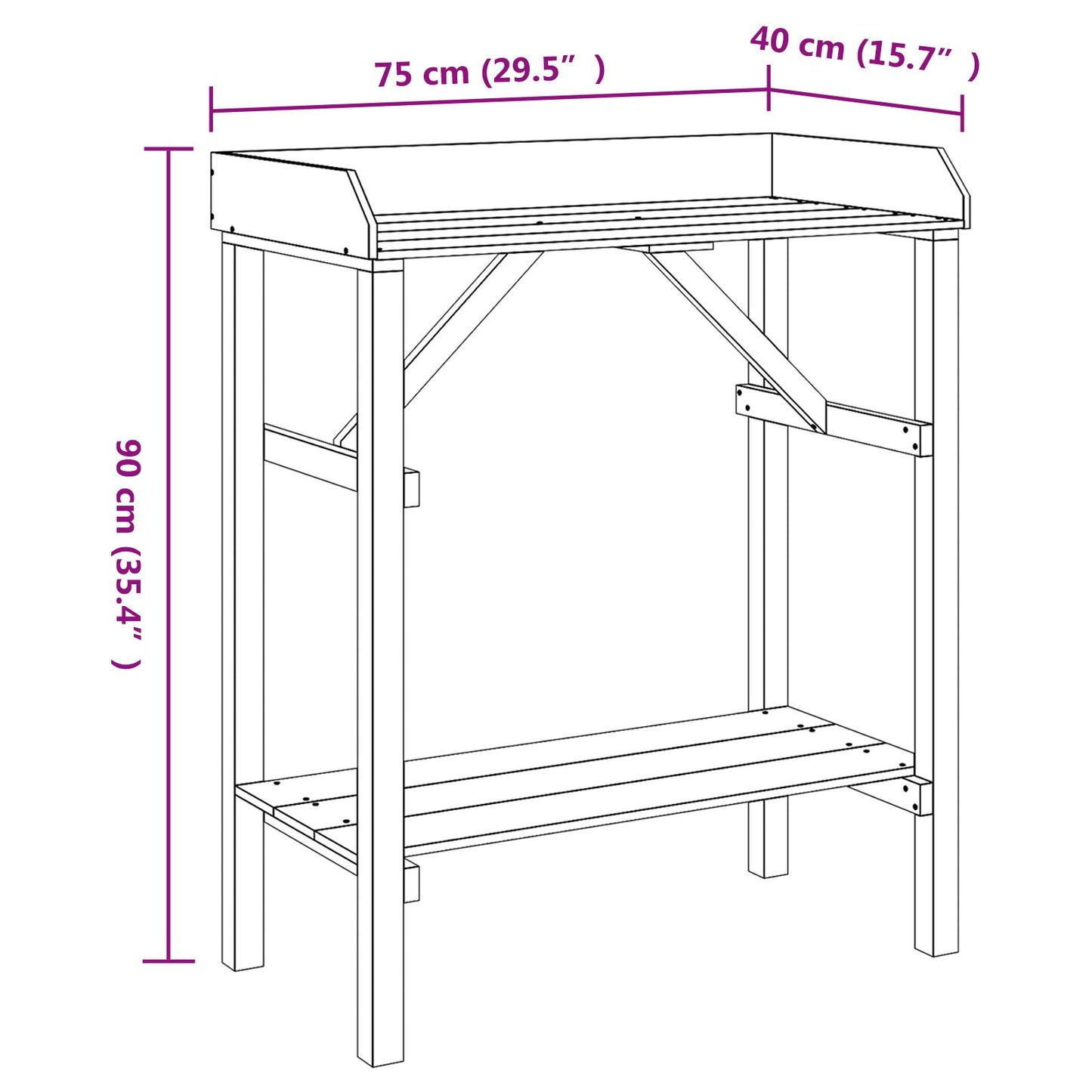 Tuin Potting Tafel 75X40X90 Cm Massief Hout Grenen Natuurlijk