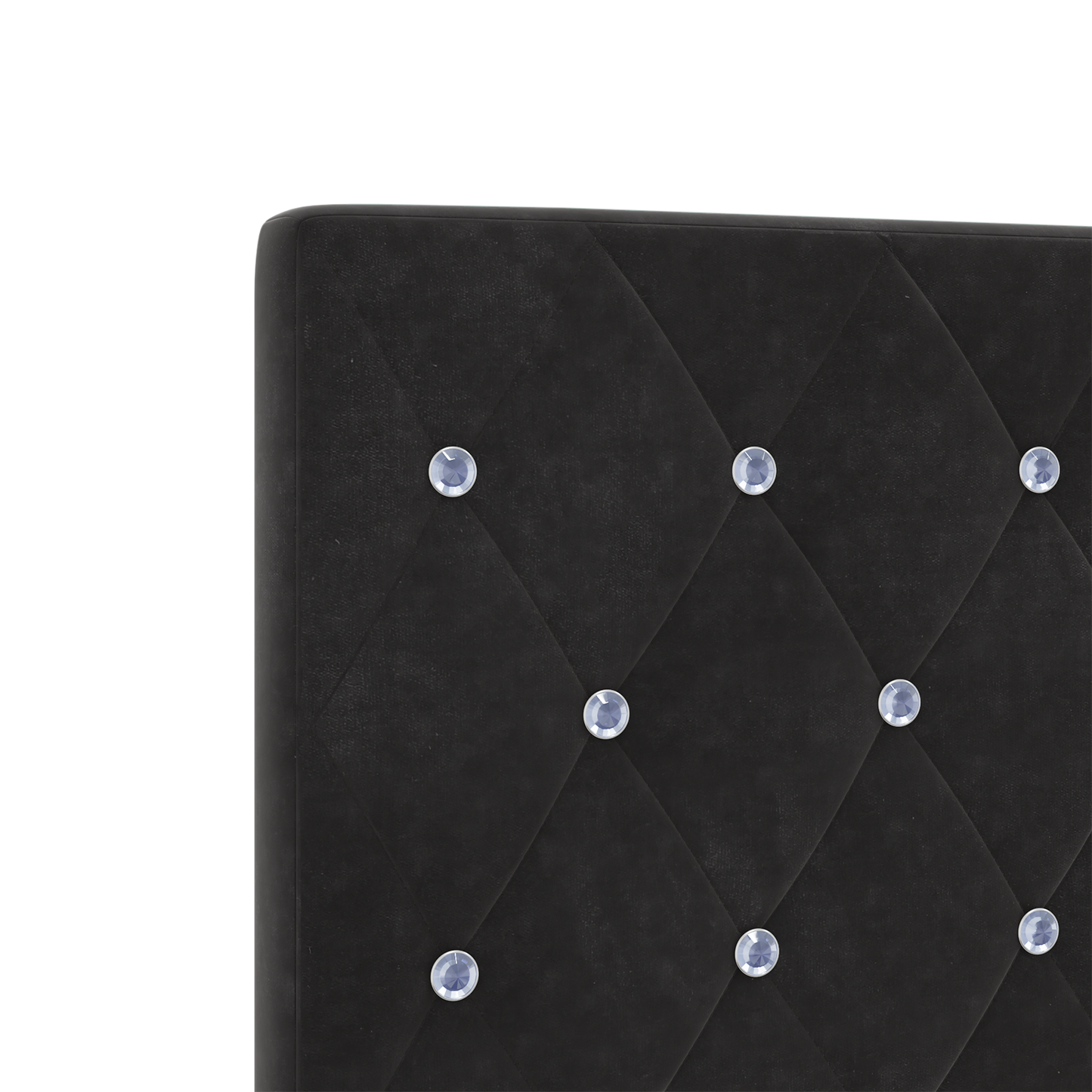 Hoofdbord LED en kristallen knopen 80 cm fluweel zwart