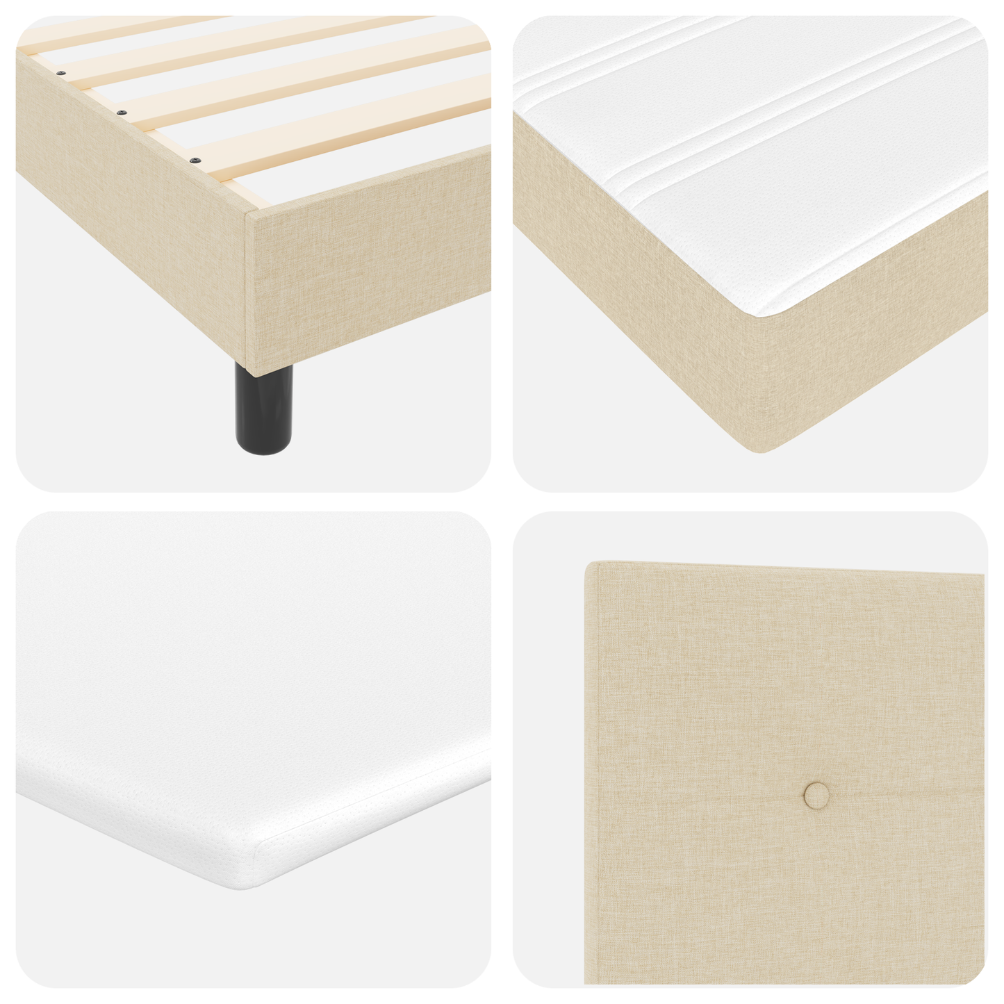 Boxspringbed met matras stof crèmekleurig 140x190 cm