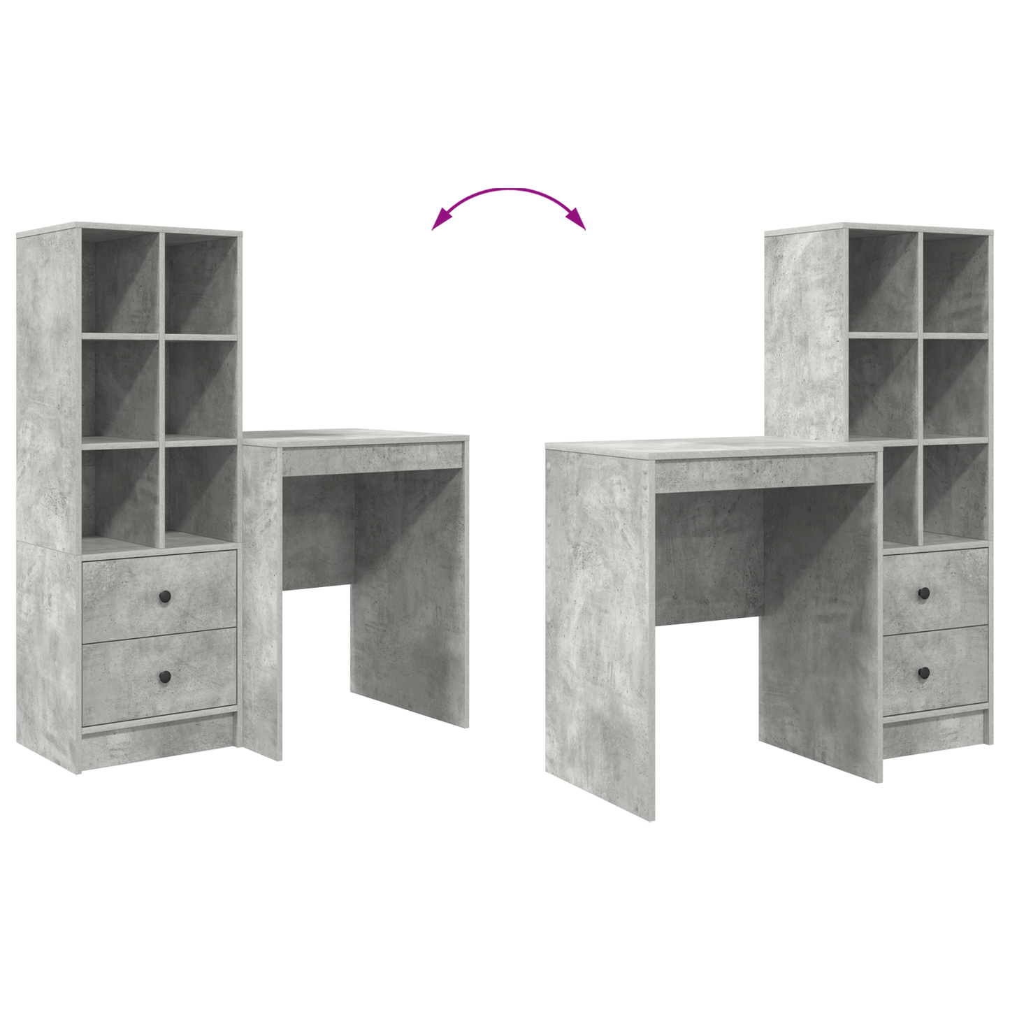 Bureau met Opbergruimte Betonnen Grijs Hout