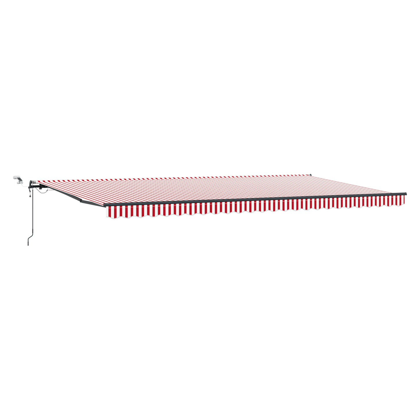 Automatische Inklapbare Luifel met LED Rood en Wit Gestreept 600x300 cm