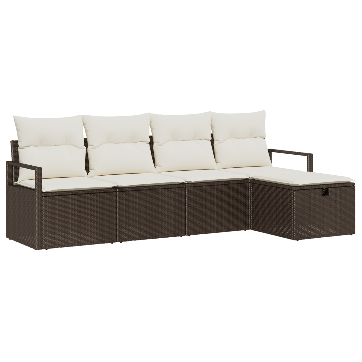 5-delige Tuinbankenset met kussens poly rattan bruin
