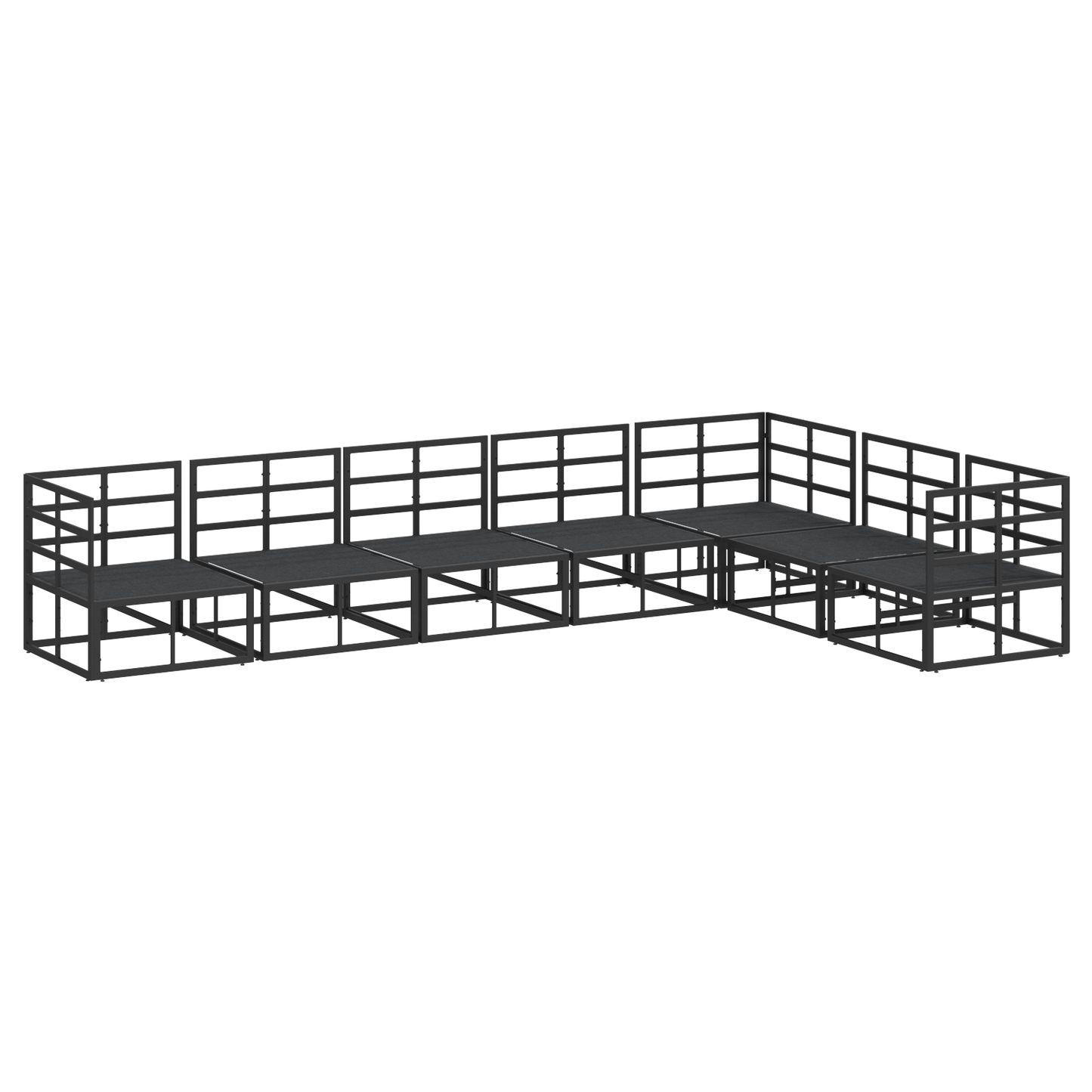 Tuin Sofa Set met kussen met kussen 7 pcs Zwart 70 x 70 x 32 cm Aluminium