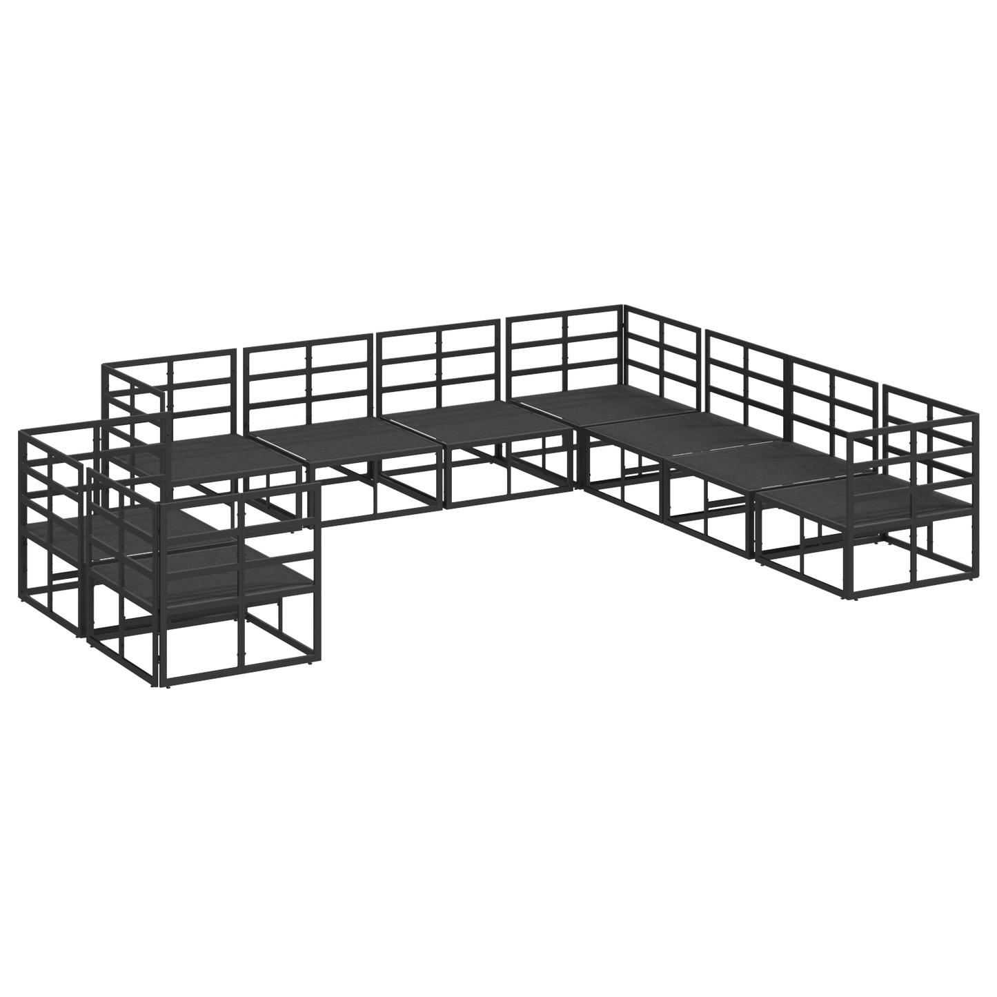 Tuin Sofa Set 9 pcs Zwart 283 x 283 x 71 cm Aluminium