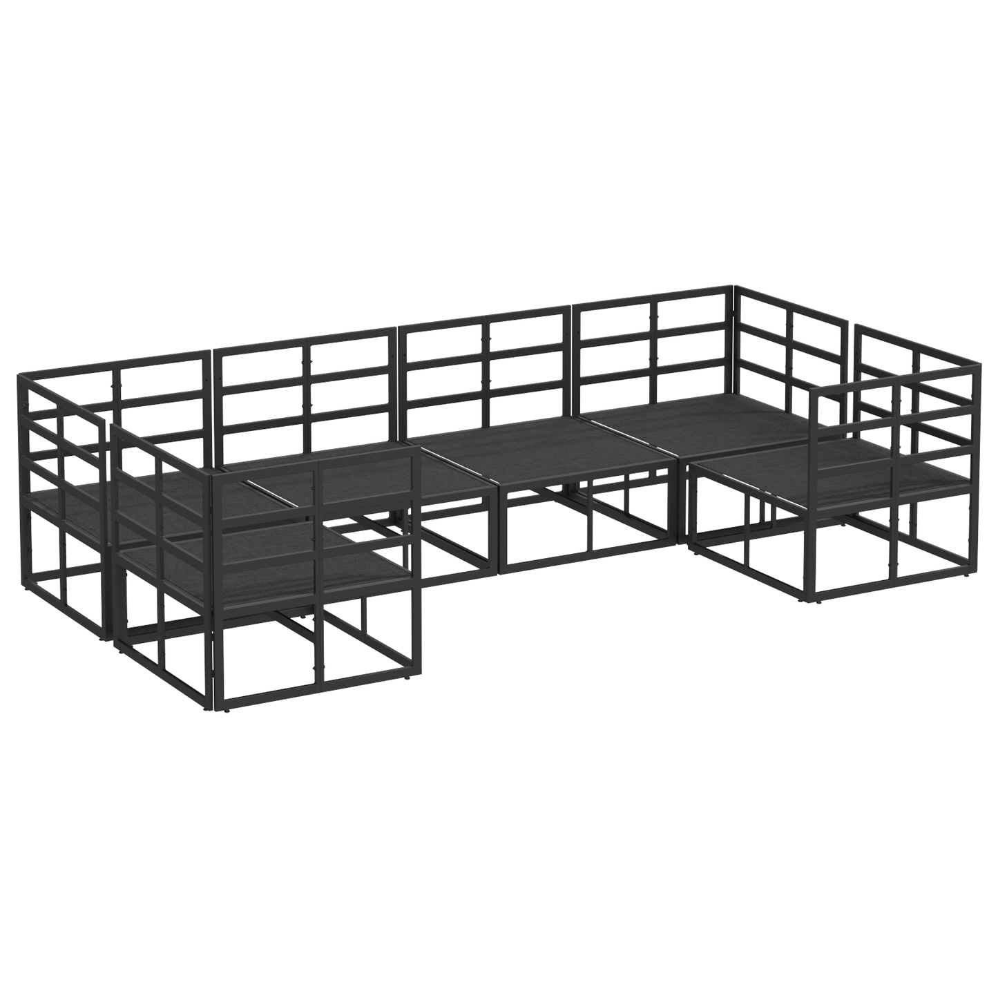 Tuin Sofa Set 6 pcs Zwart Aluminium