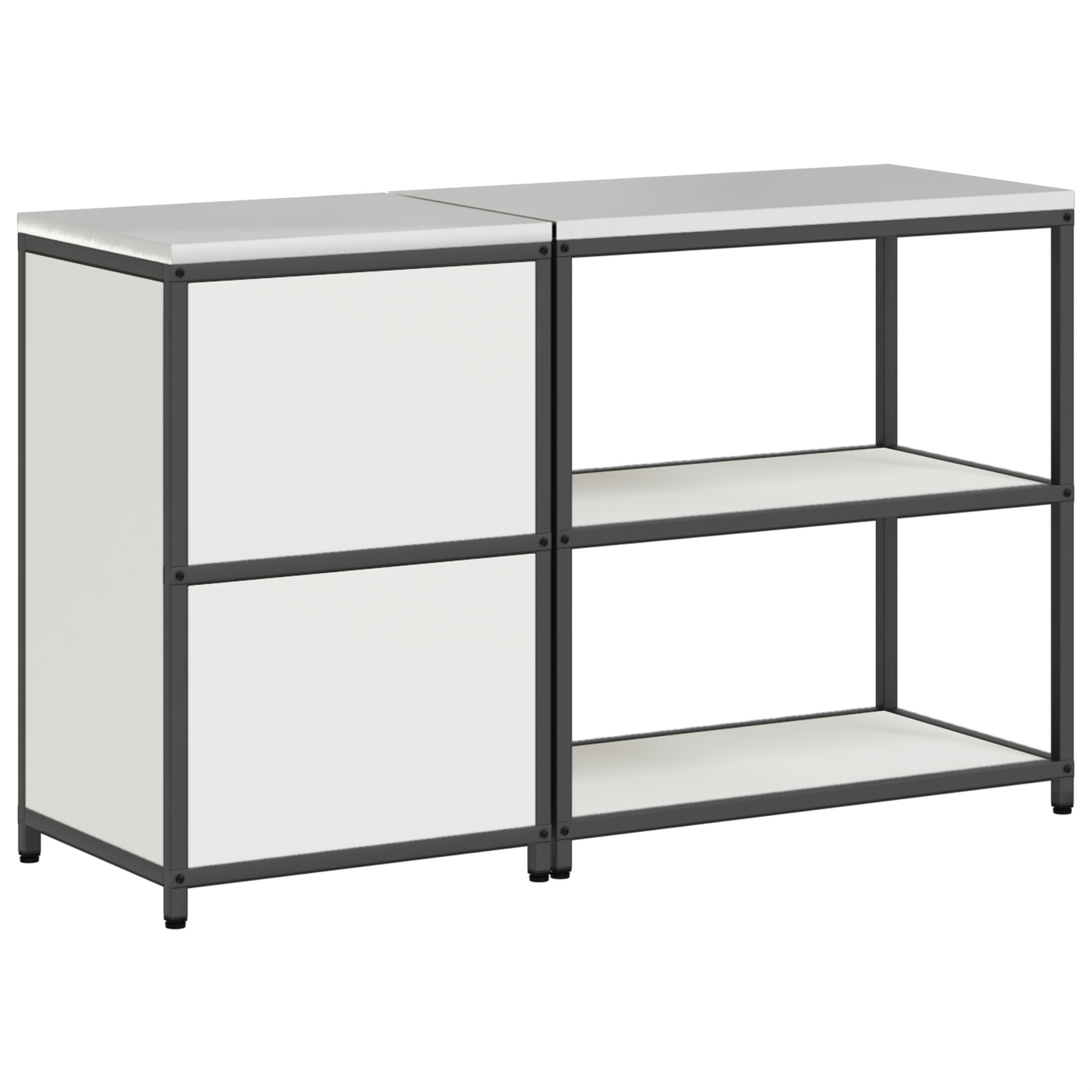 Keukenopslag set 2 pcs Wit 150 x 50 x 92 cm Koudgewalst staal