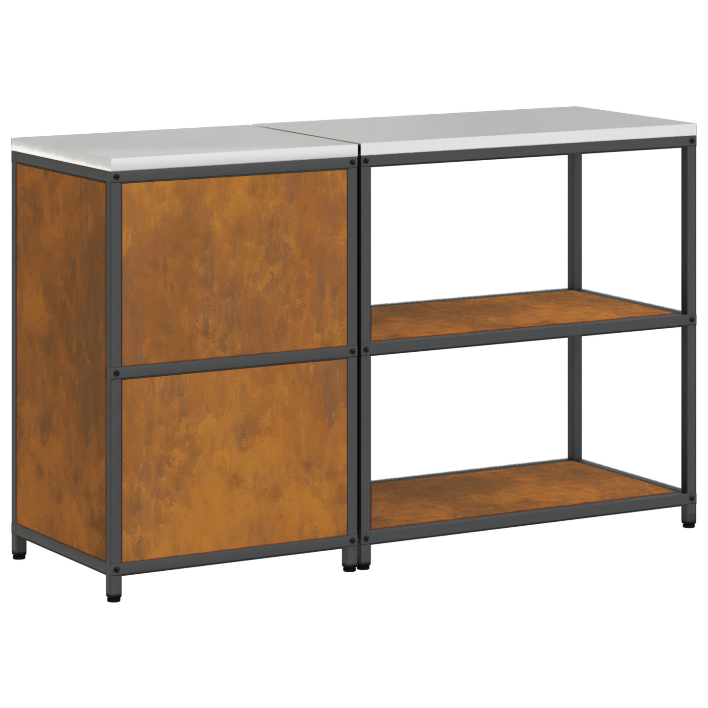 Keukenopslag set 2 pcs Roestig 150 x 50 x 92 cm Cortenstaal
