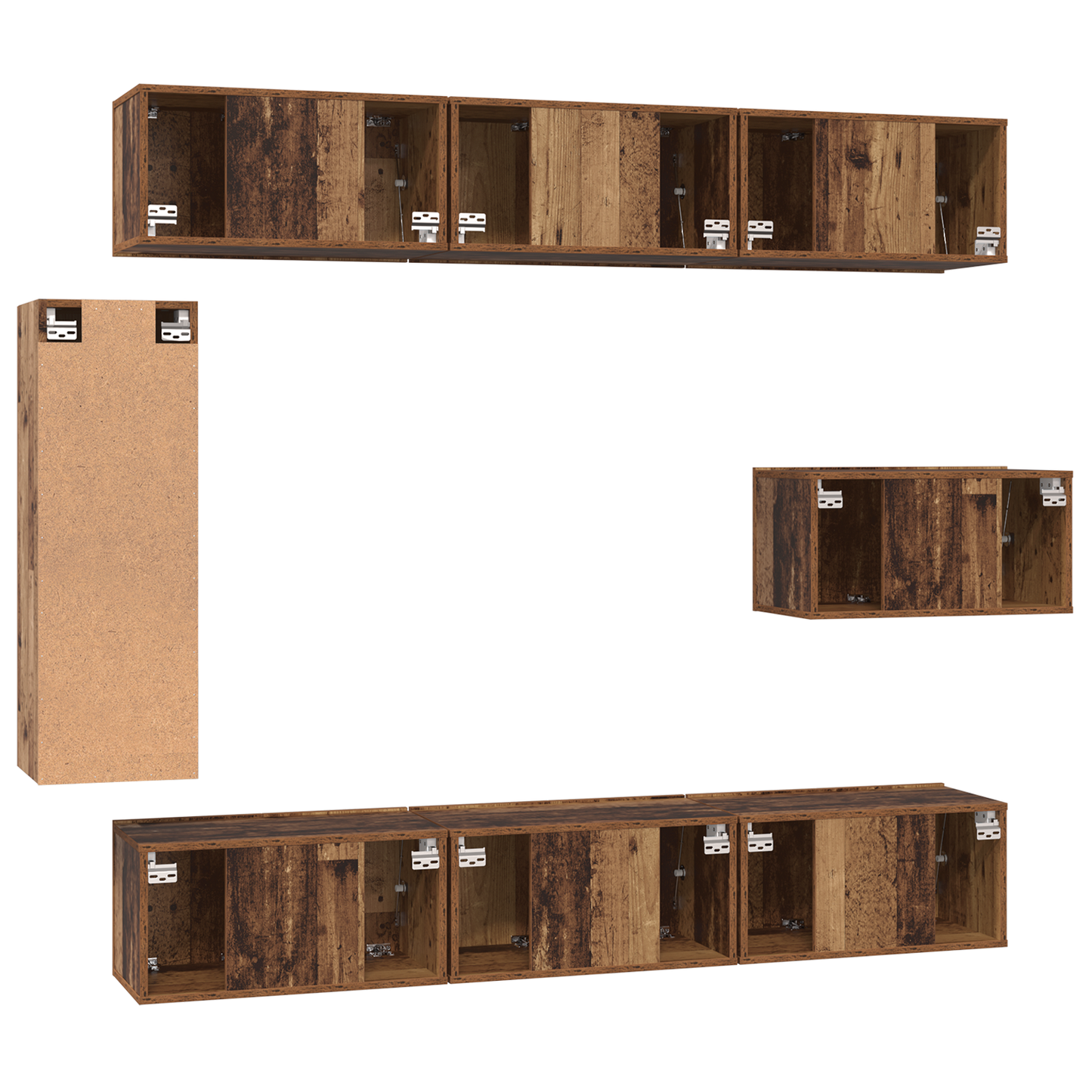 TV kastenset met plank Anders met opslag met de deur 8 pcs Oude hout 30.5 x 30 x 90 cm