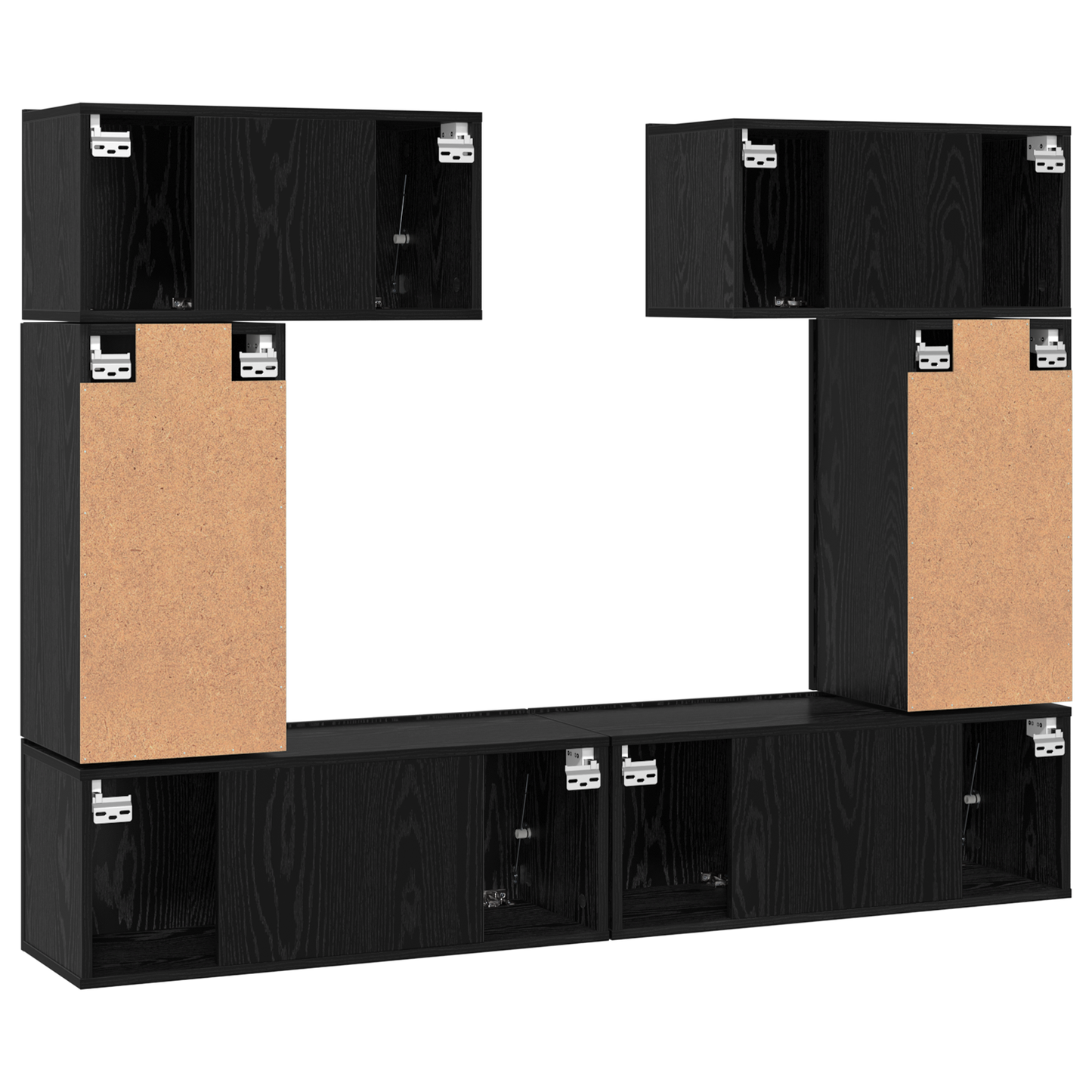 Tv-meubelset 6 pcs Zwart eiken 80 x 30 x 30 cm Bewerkt hout