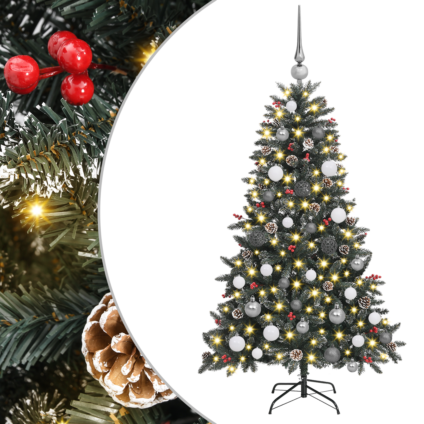 Kerstboom with Decorative String Lights Groen 150 cm PVC