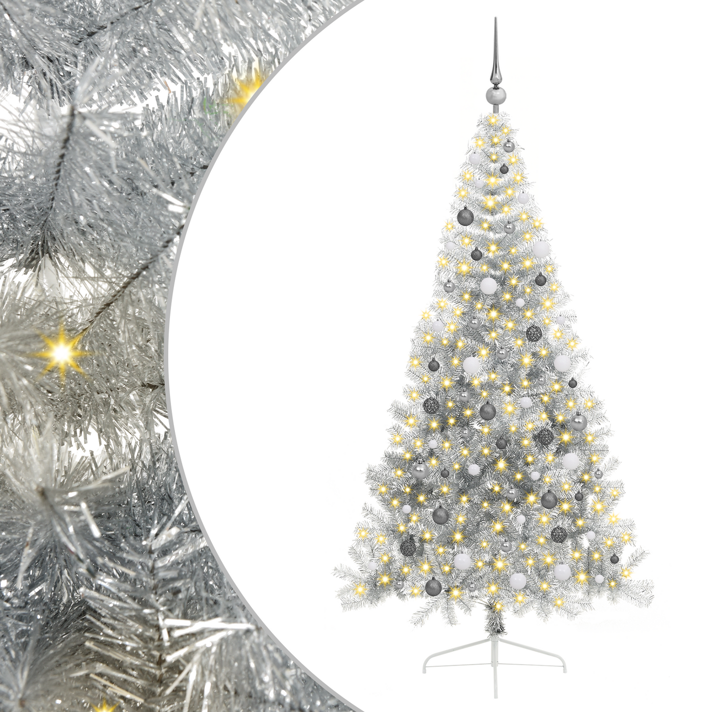 Kunstmatige Halve Kerstboom Zilver 210 cm PET