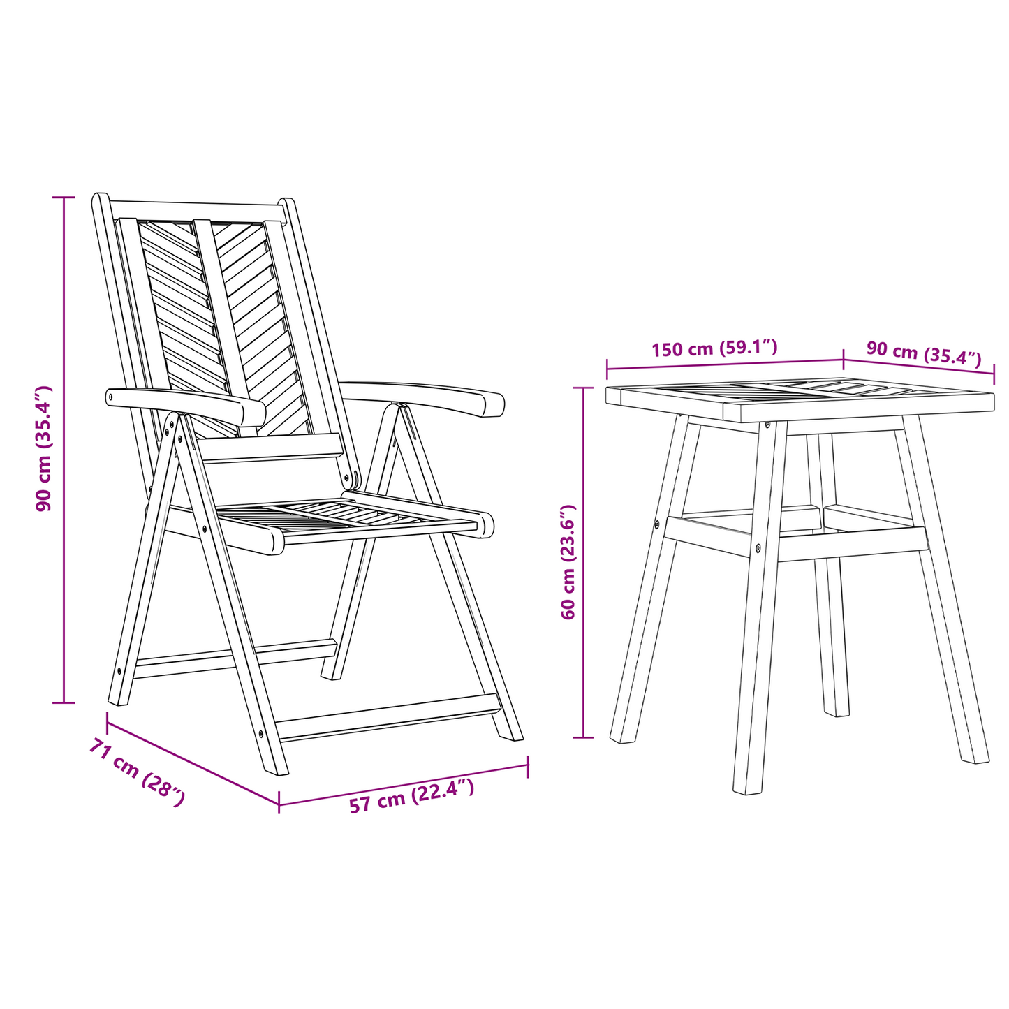 Tuin Bistro Set 3 pcs Bruin Massief acaciahout