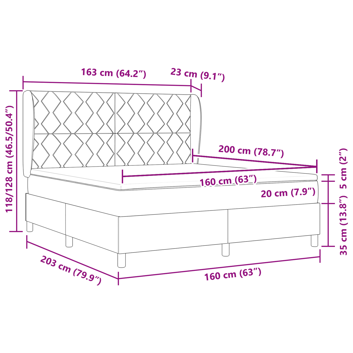 Boxspringbed met matras stof zwart 160x200 cm
