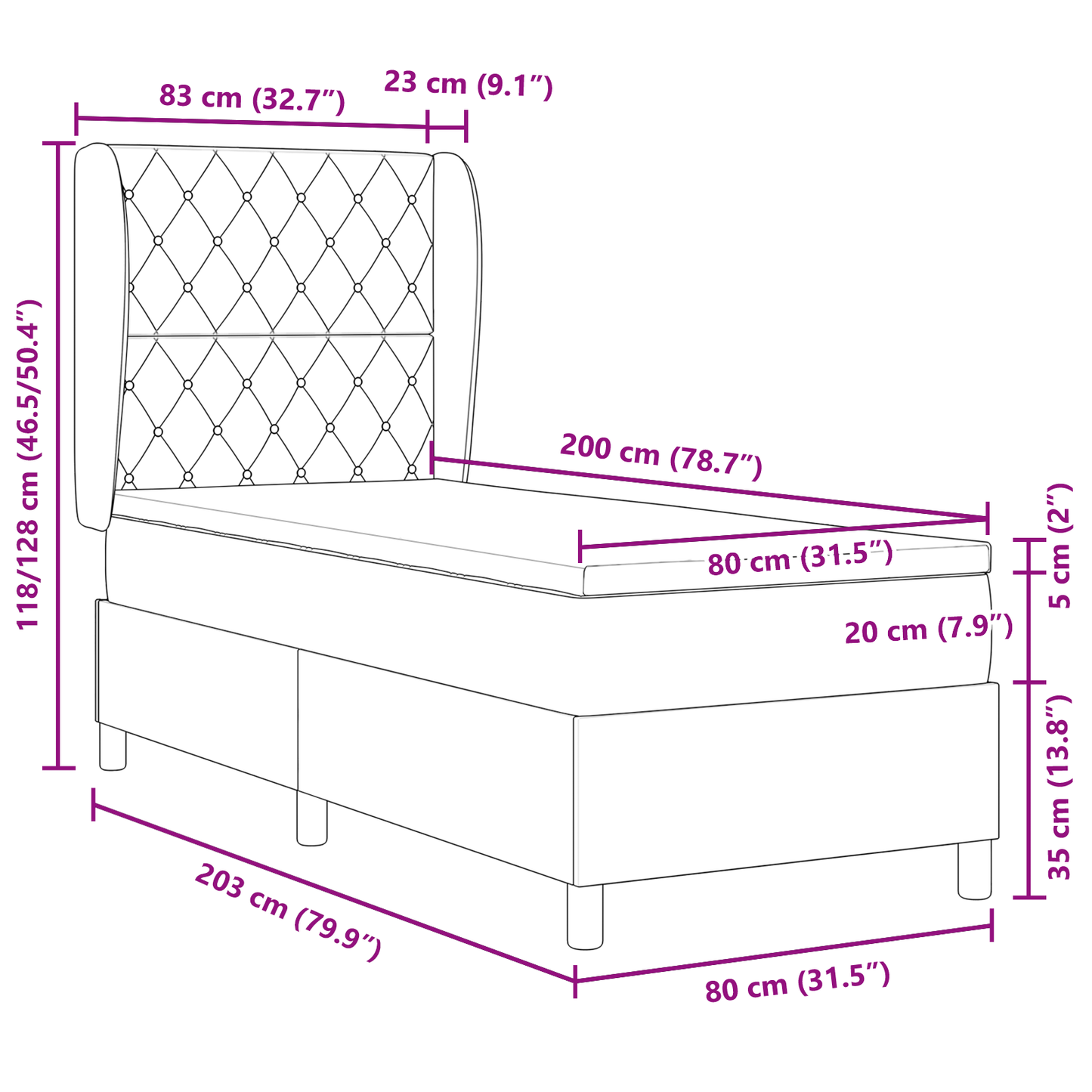 Boxspringbed met matras fluweel donkergrijs 80x200 cm
