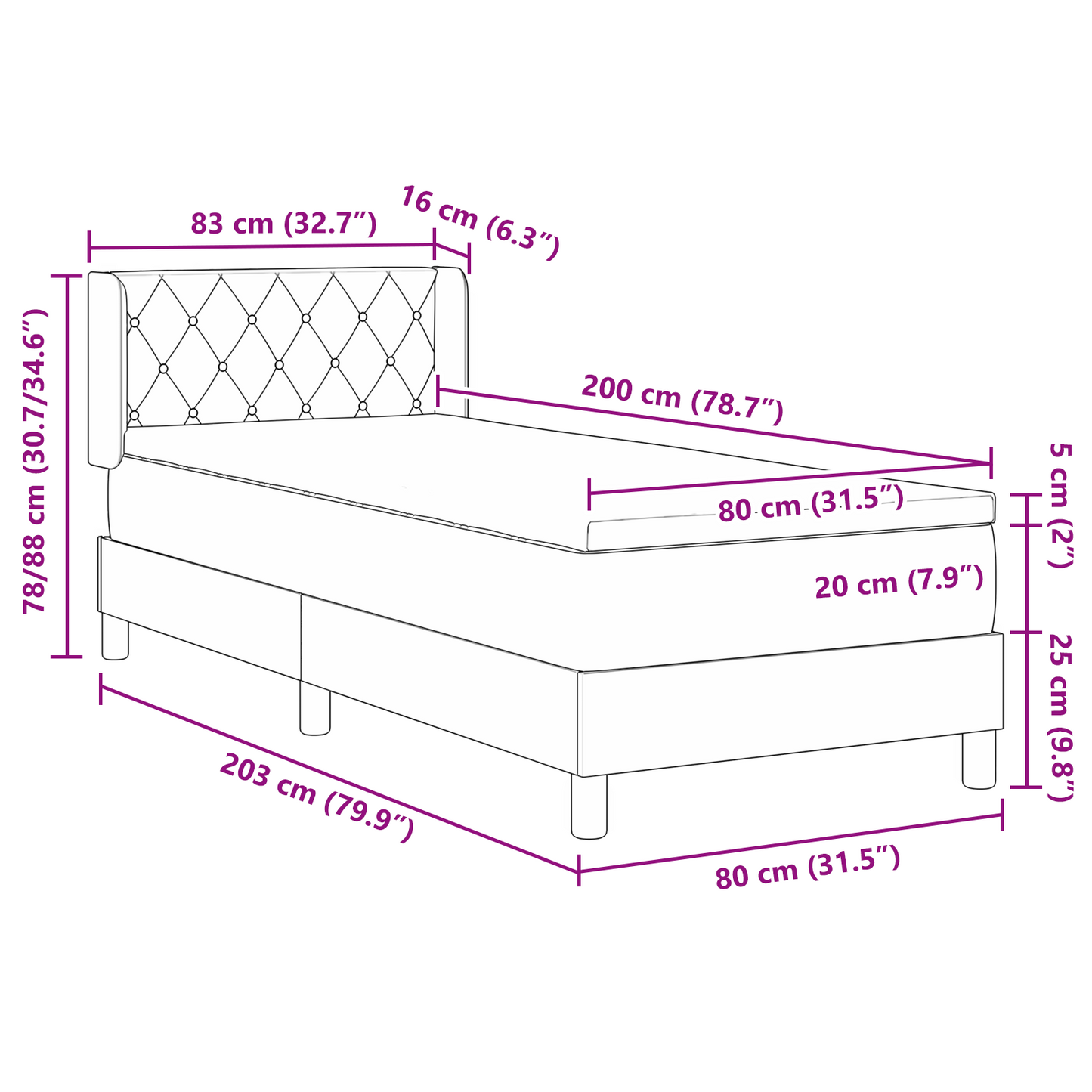 Boxspringbed met Matras Lichtgrijs 80x200 cm Fluweel
