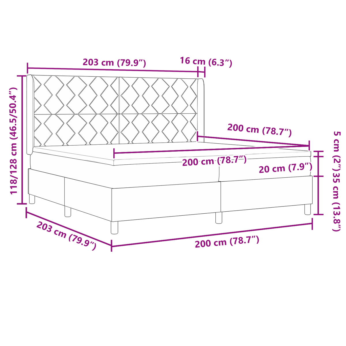 Boxspringbed met matras stof lichtgrijs 200x200 cm