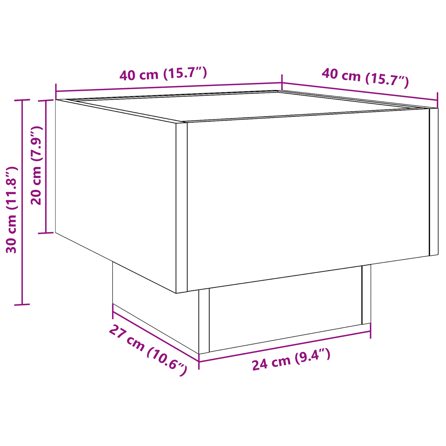 Opbergkast Oud hout 40 x 40 x 30 cm Geengineerd hout, Glas