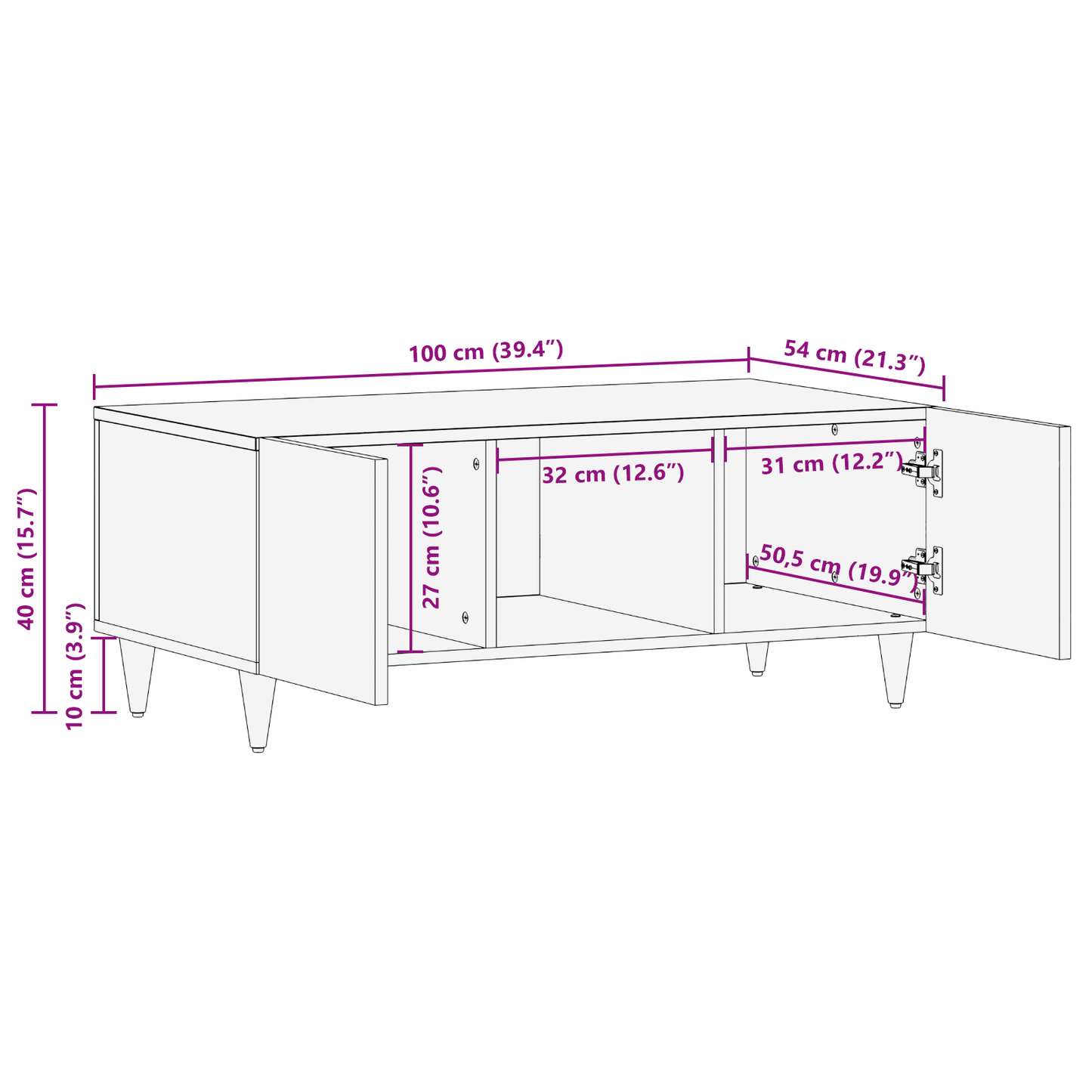 Salontafels Bruin 100 x 54 x 40 cm Bamboe en massief mango hout