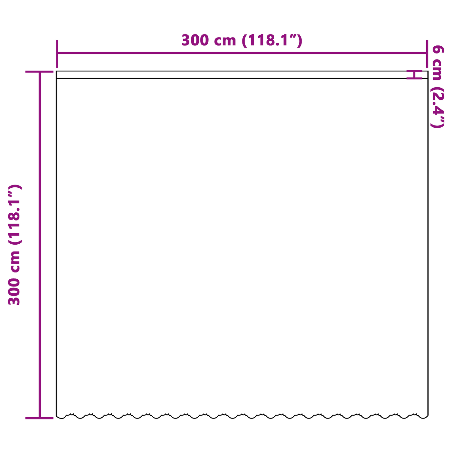 Kantgordijn met gordijnen Bloemen Wit 300 x 300 cm Polyester
