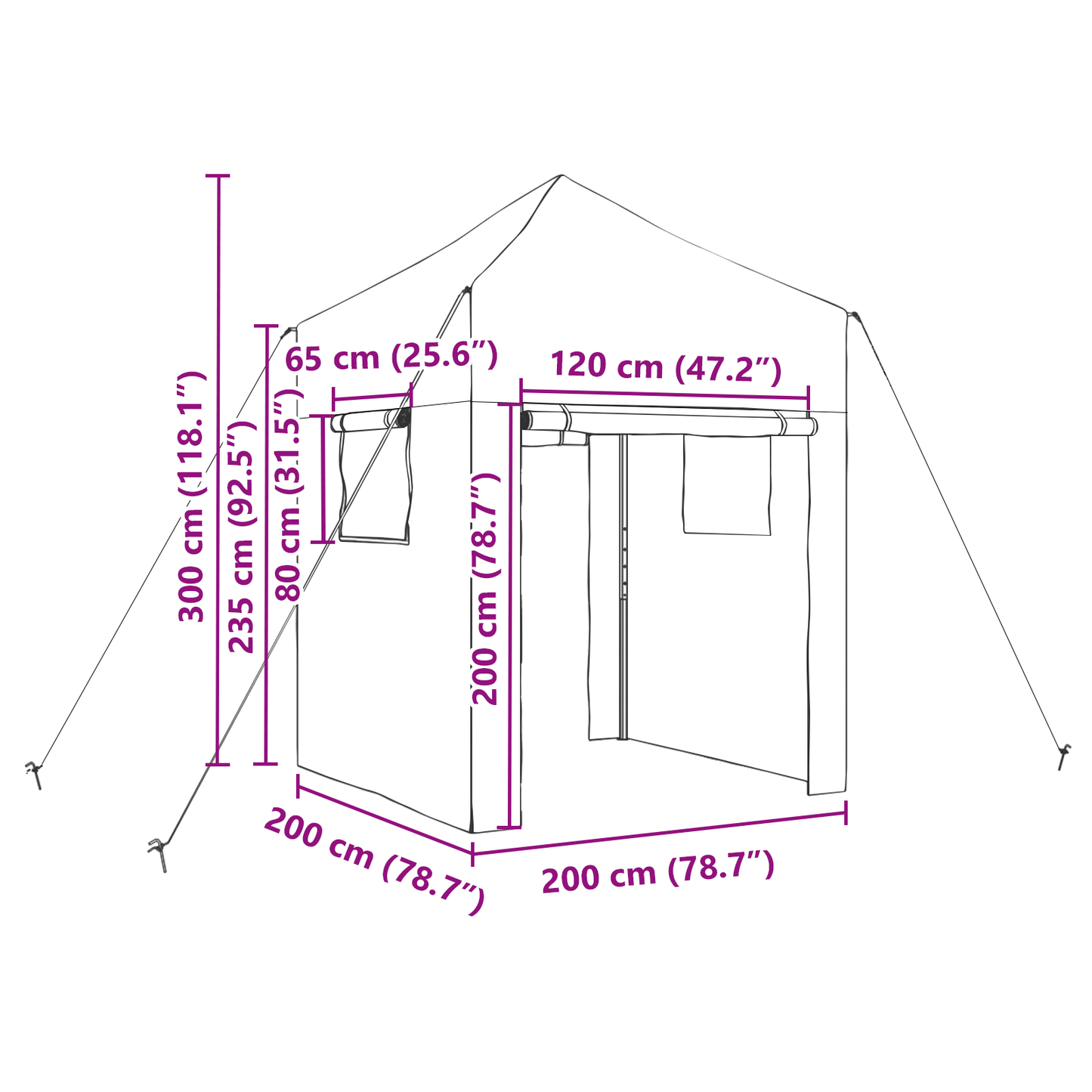 Kweekkas met opblaasframe Groen 200 x 200 x 300 cm Staal