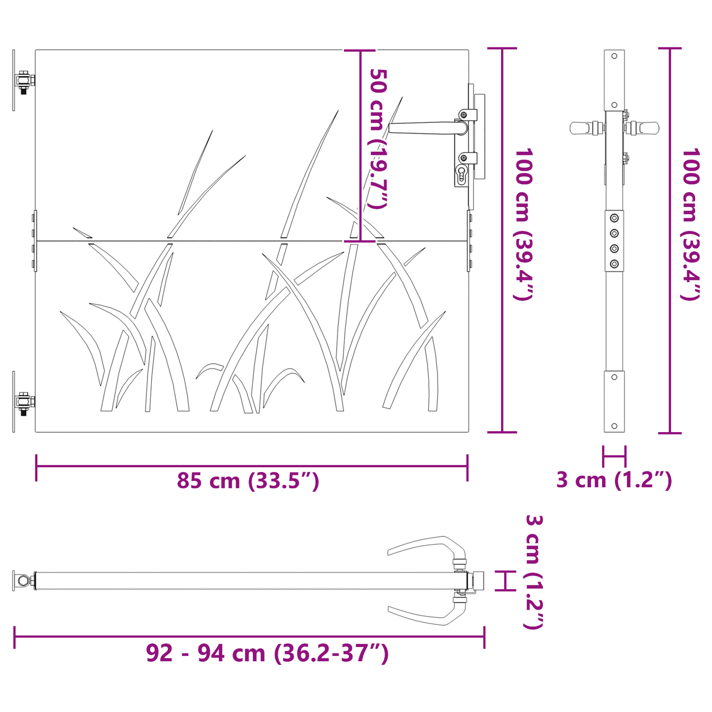 Tuinpoort met slot Zwart 105 x 100 cm Poedergecoat staal