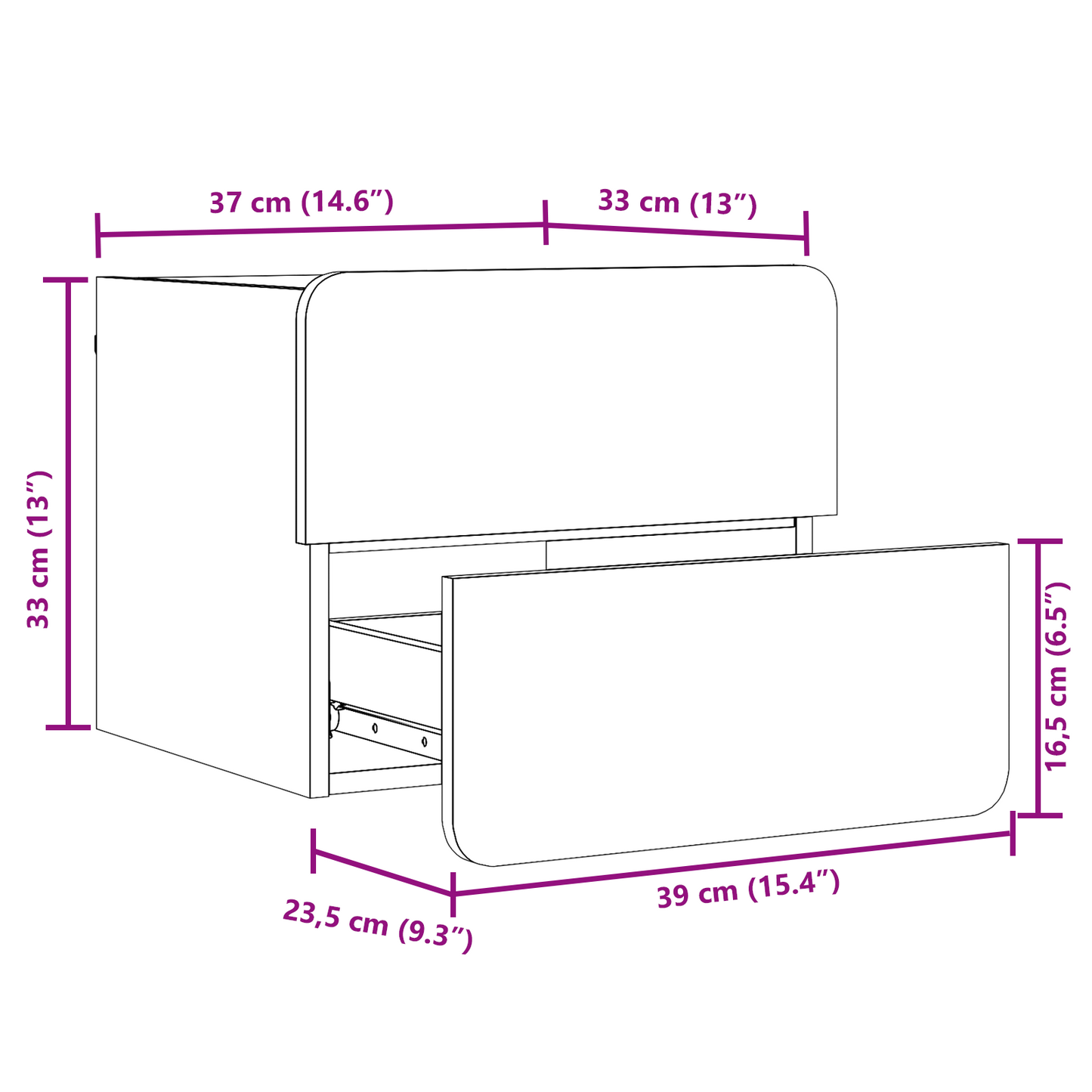 Nachtkastje met lade Wit 39 x 34 x 33 cm Massief grenenhout