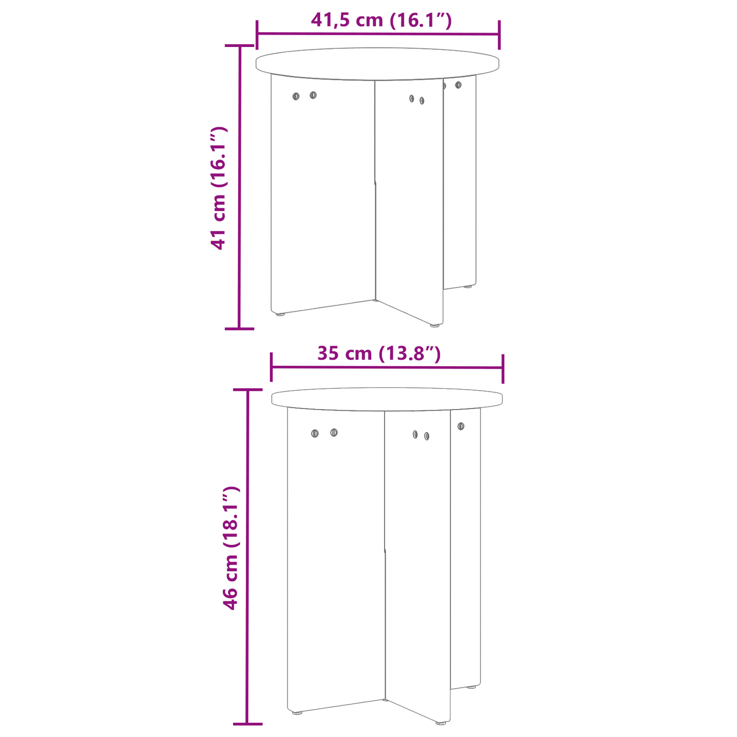 Koffietafel Set 2 pcs Wit 41,5 x 41,5 x 41 cm