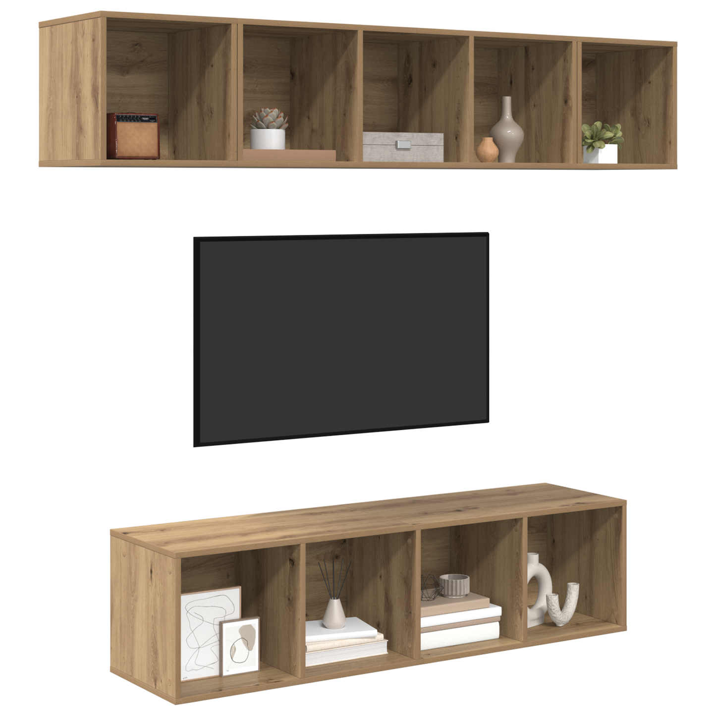 Tv-meubelset 4 pcs artisanaal eikenkleurig 37 x 37 x 142.5 cm