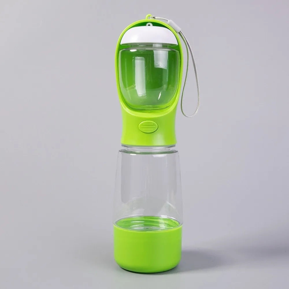 Hondenwaterfles 400ml met voerbakje en poepzakjeshouder