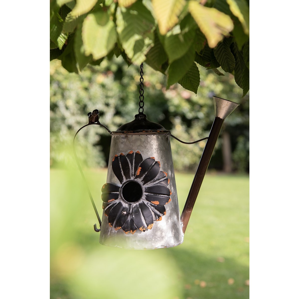 Vogelhuis Gieter 37x21x30/63 cm Grijs Metaal Vogelhuisje Hangend