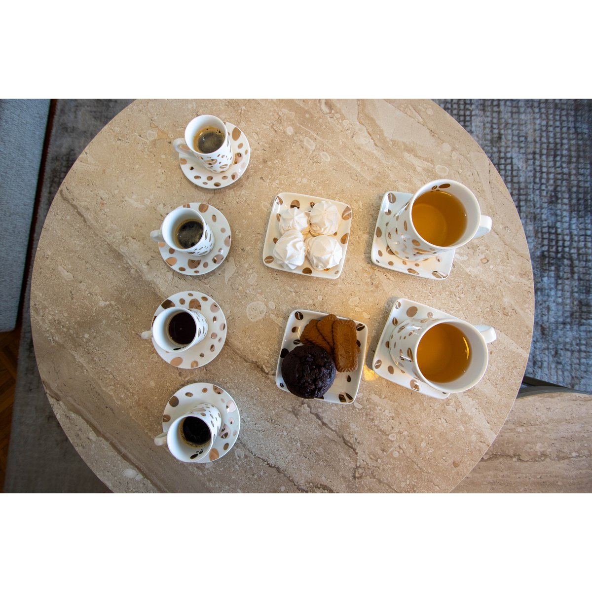 Aulica Coffee Grain Cups set van 4 goud porselein