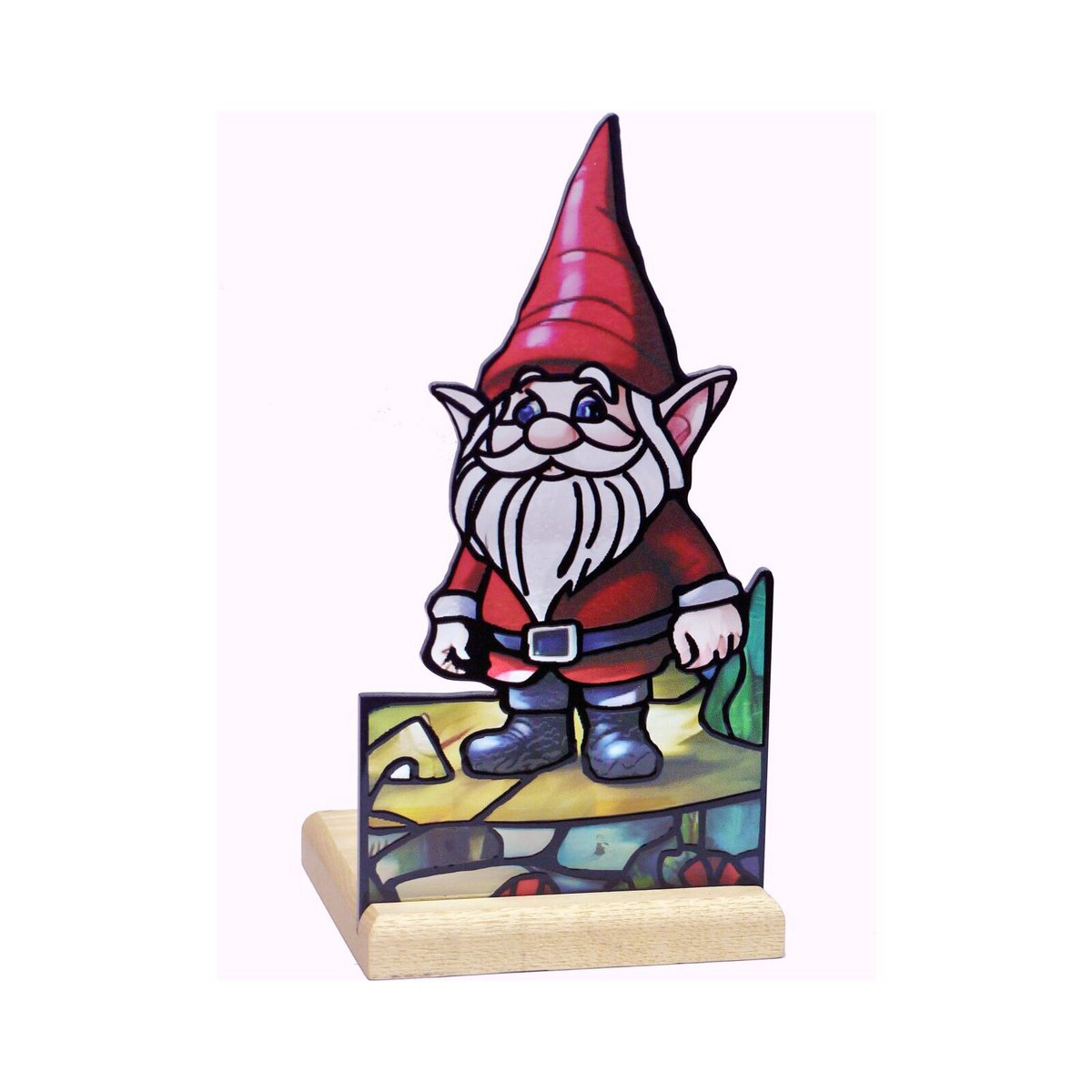 Waxinelichtjeshouder met houten voet Kabouter Art Light, 25001GM, 10,3x10,3x17,5cm