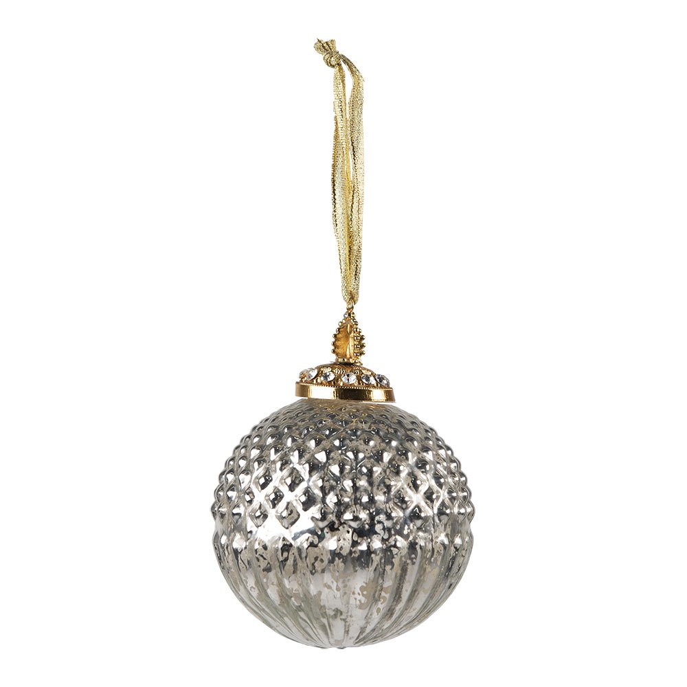 Kerstbal Ø 10 cm zilver glas