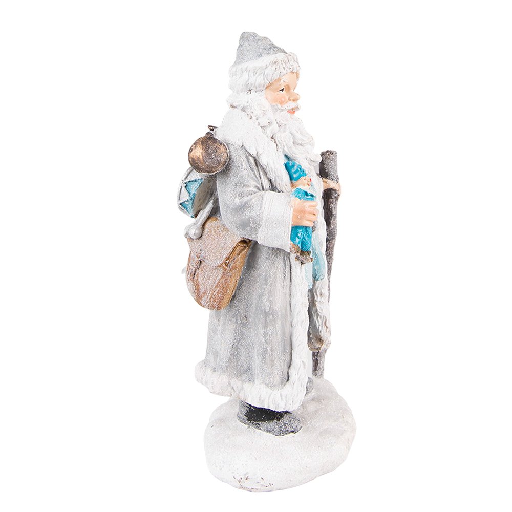 Santa Claus Figurine 21 cm Grey Blue Plastic Christmas Decoration