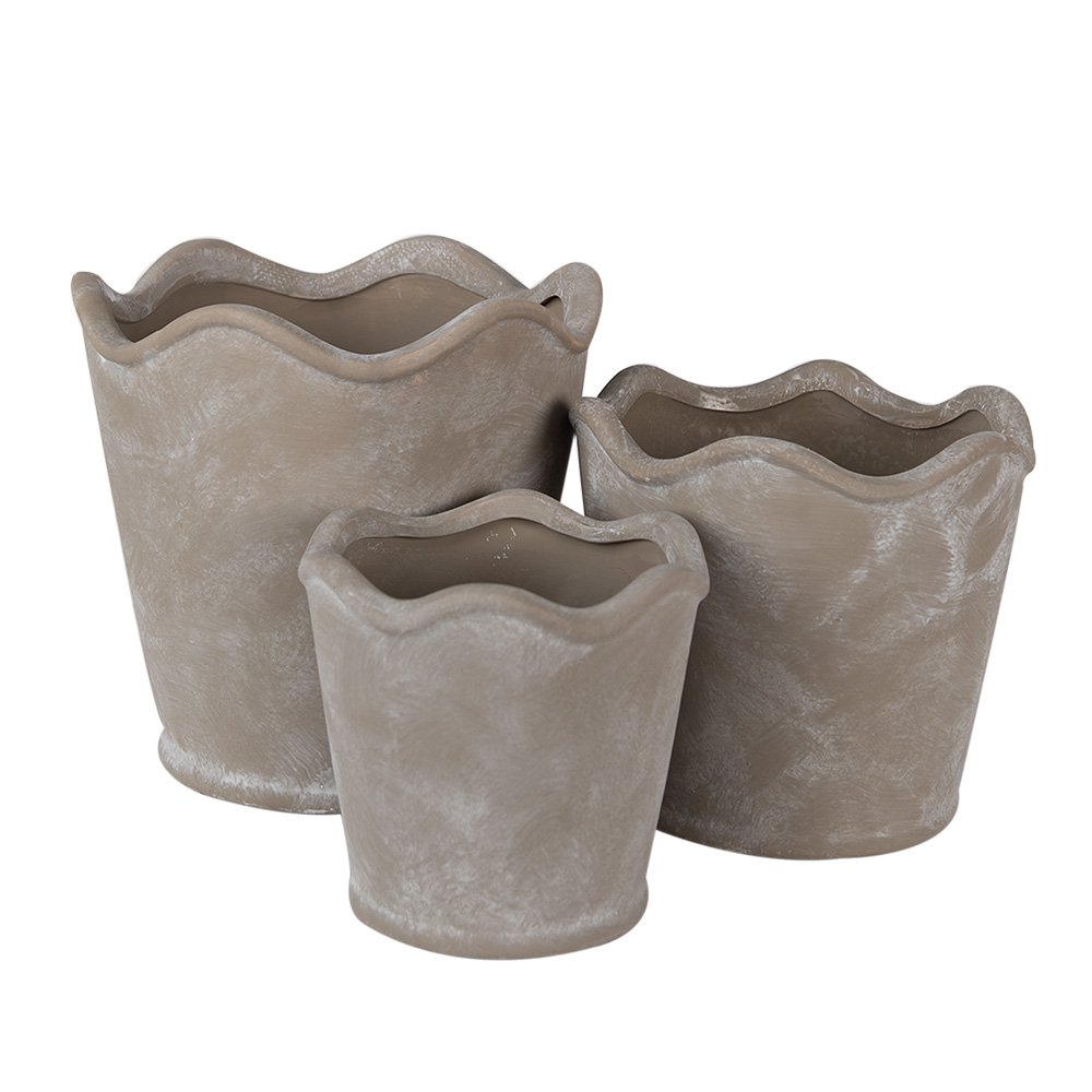 Bloempot Ø 13x12 cm grijs keramiek