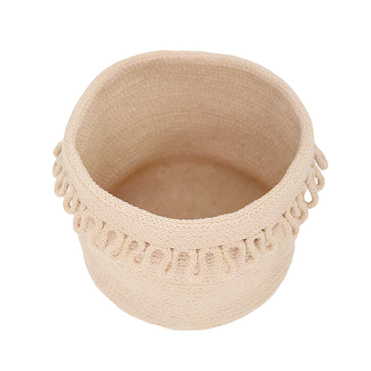 Cotton rope storage basket with "petal" finish LOUNA