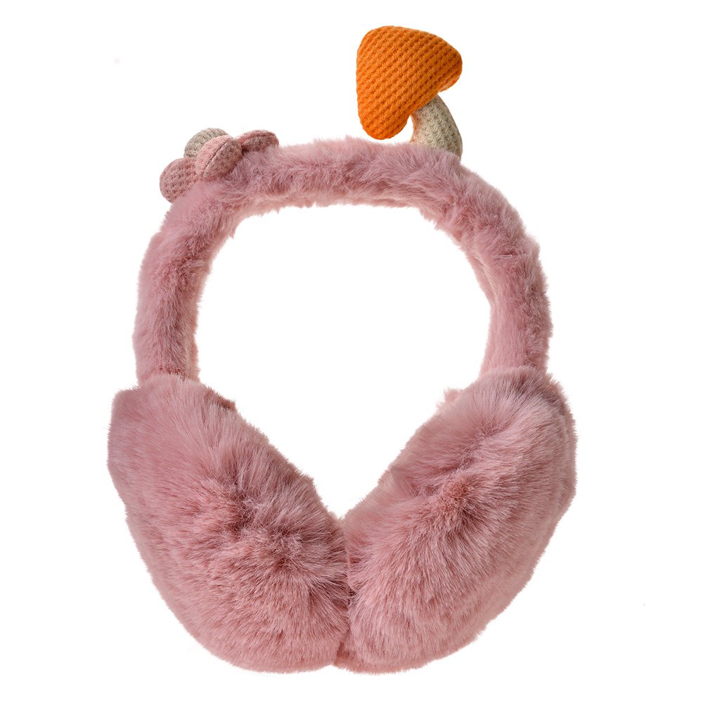 Oorwarmers meisjes roze pluche paddenstoel