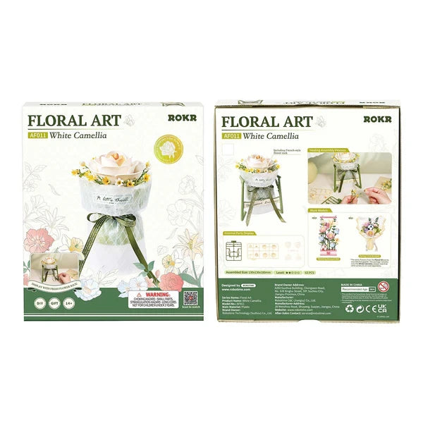 Robotime 3D puzzel White Camellia 13x13x18 cm kunststof