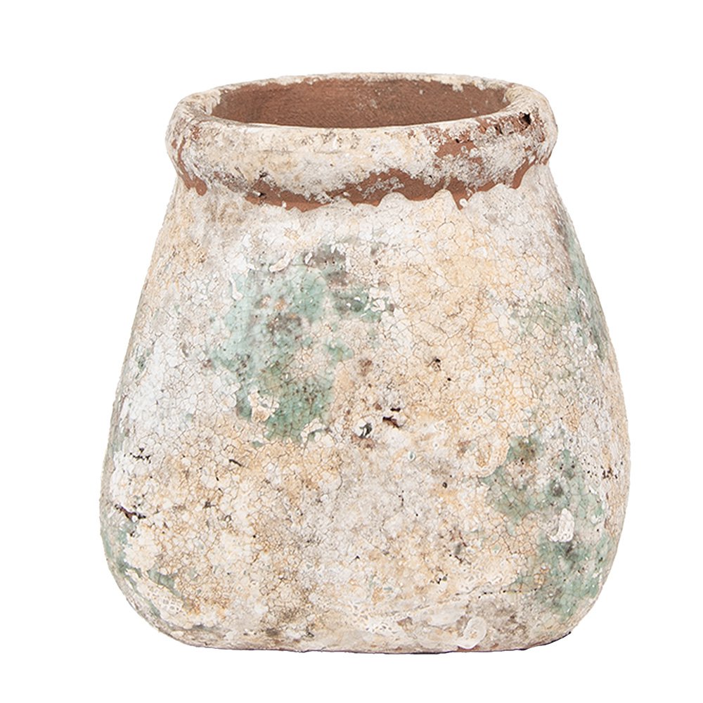 Bloempot 14x14x13 cm terracotta beige