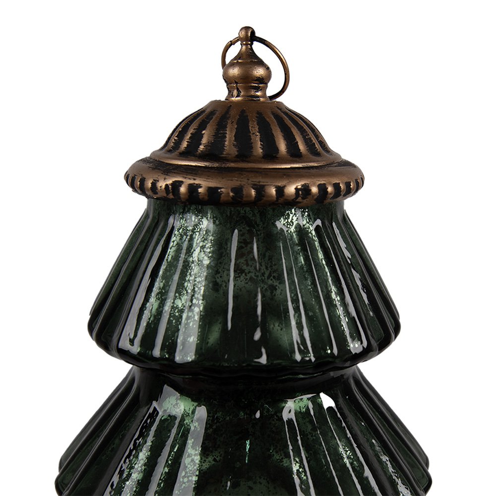 Kerstdecoratie met LED-verlichting Kerstboom Ø 16x22 cm Groen Glas