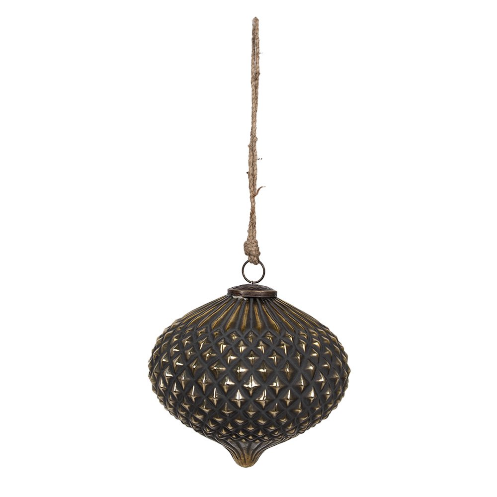 Christmas Bauble Ø 18x21 cm Black Glass Christmas Tree Decoration